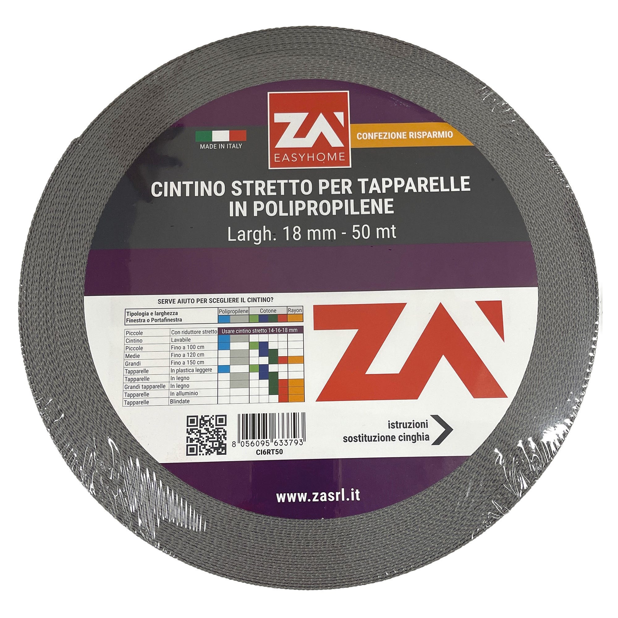 Cintino Per Tapparelle Home System 50 Mt - Bicolore Grigio/Avana, Larghezza 2 Cm, Cotone - Foto 8