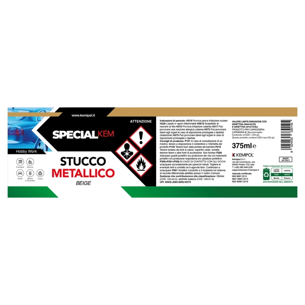 STUCCO PER CARROZZERIA ml. 750 12 PZ STUCCO PER CARROZZERIA ml. 750 12 PZ