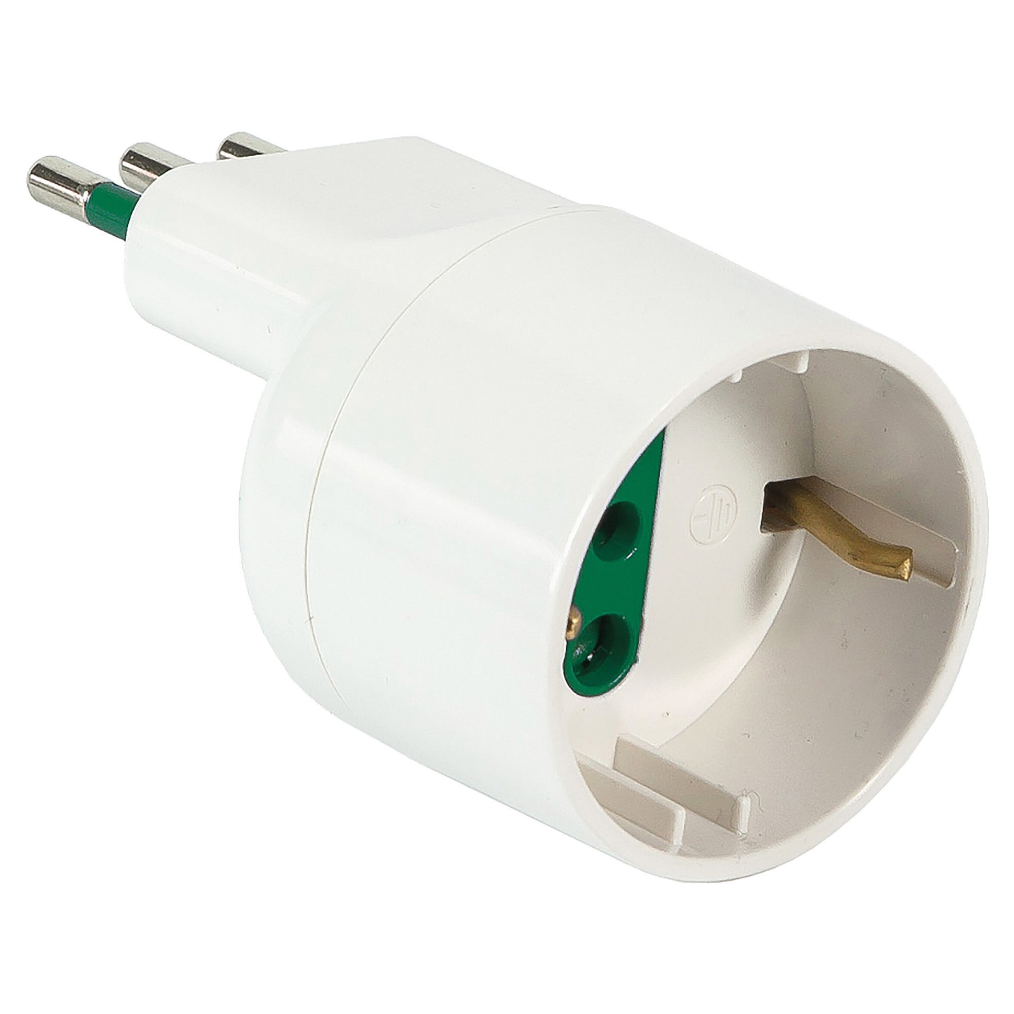 Debflex 701970 Adattatore Da Spina USA A Europea 2P - Pin Parallele A Pin Tondi 4mm - Colore Bianco, Compatibile Con Prese Italiane Ed Europee - 2