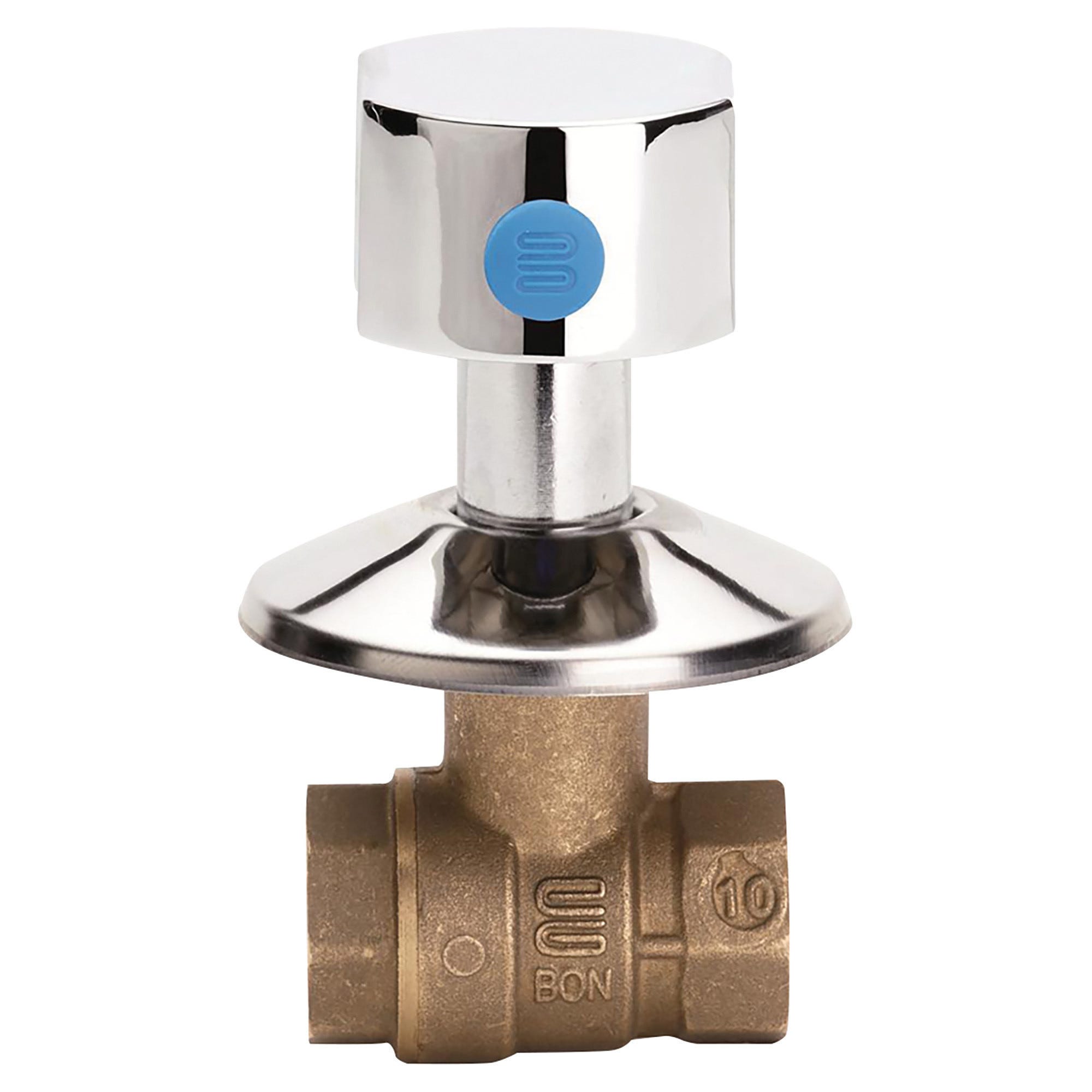 Valvola A Sfera Per Incasso 1" Rastelli, Corpo E Sfera In Ottone CW617N, Nichelata, Con Leva Cromata