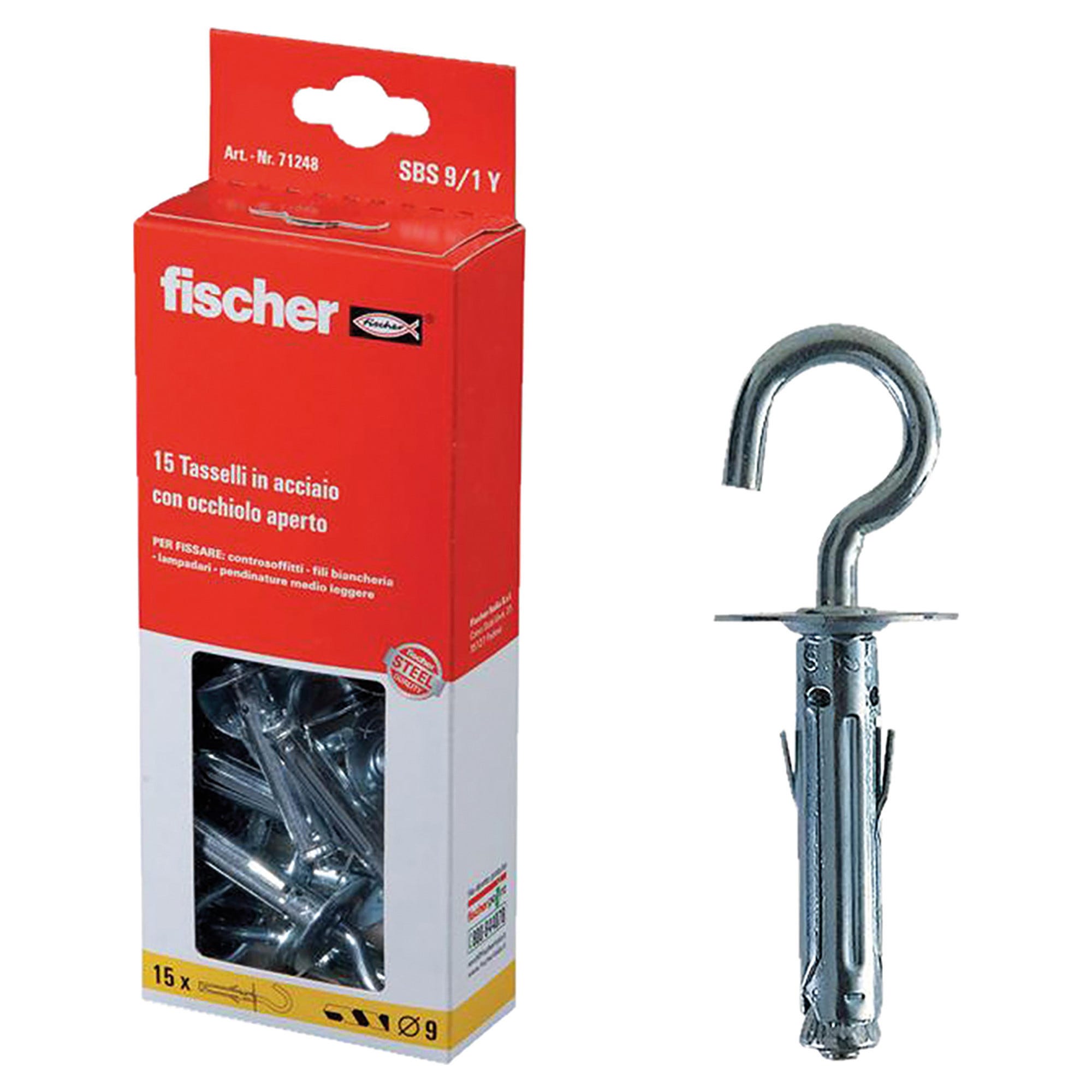 TASSELLI ACCIAIO FISCHER SBS 9/1 9x45 mm 15 PEZZI CON ...