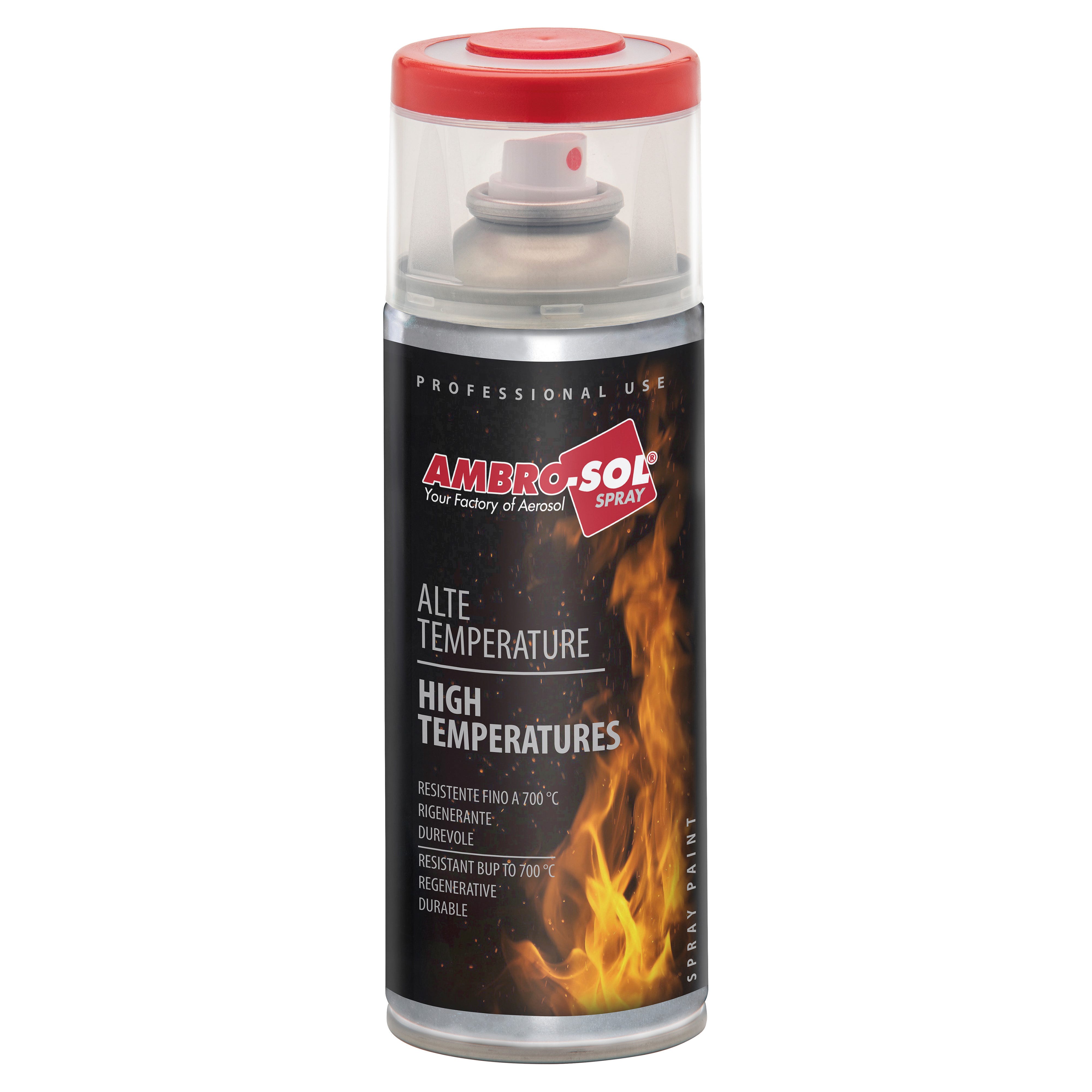 SMALTO SPRAY AMBROSOL ALTE TEMPERTURE NERO OPACO 400 ml 5 m² CON 1 l