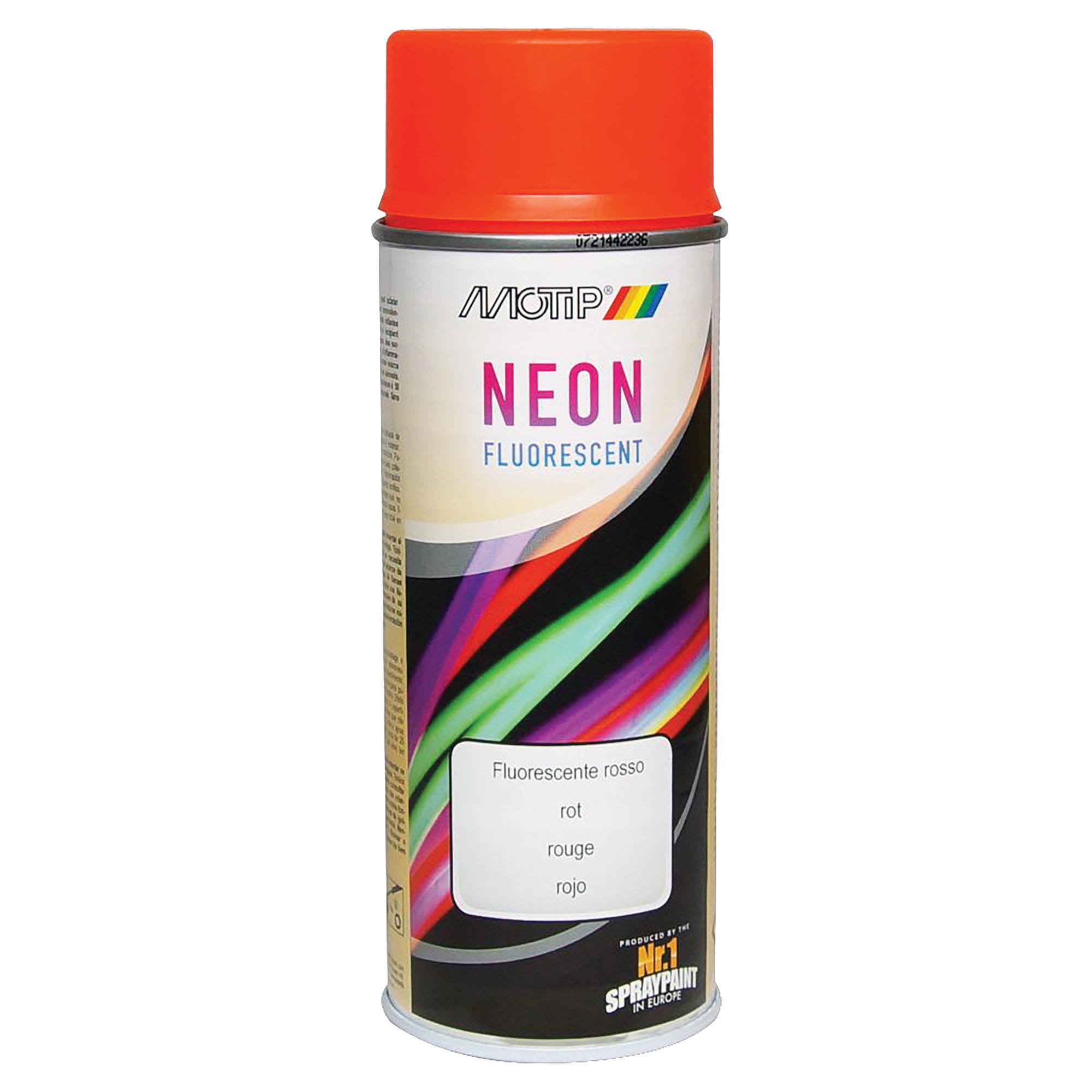 SMALTO SPRAY NEON MOTIP FLUORESCENTE ROSSO 400 ml 2 - 2,5 m² CON 1 l