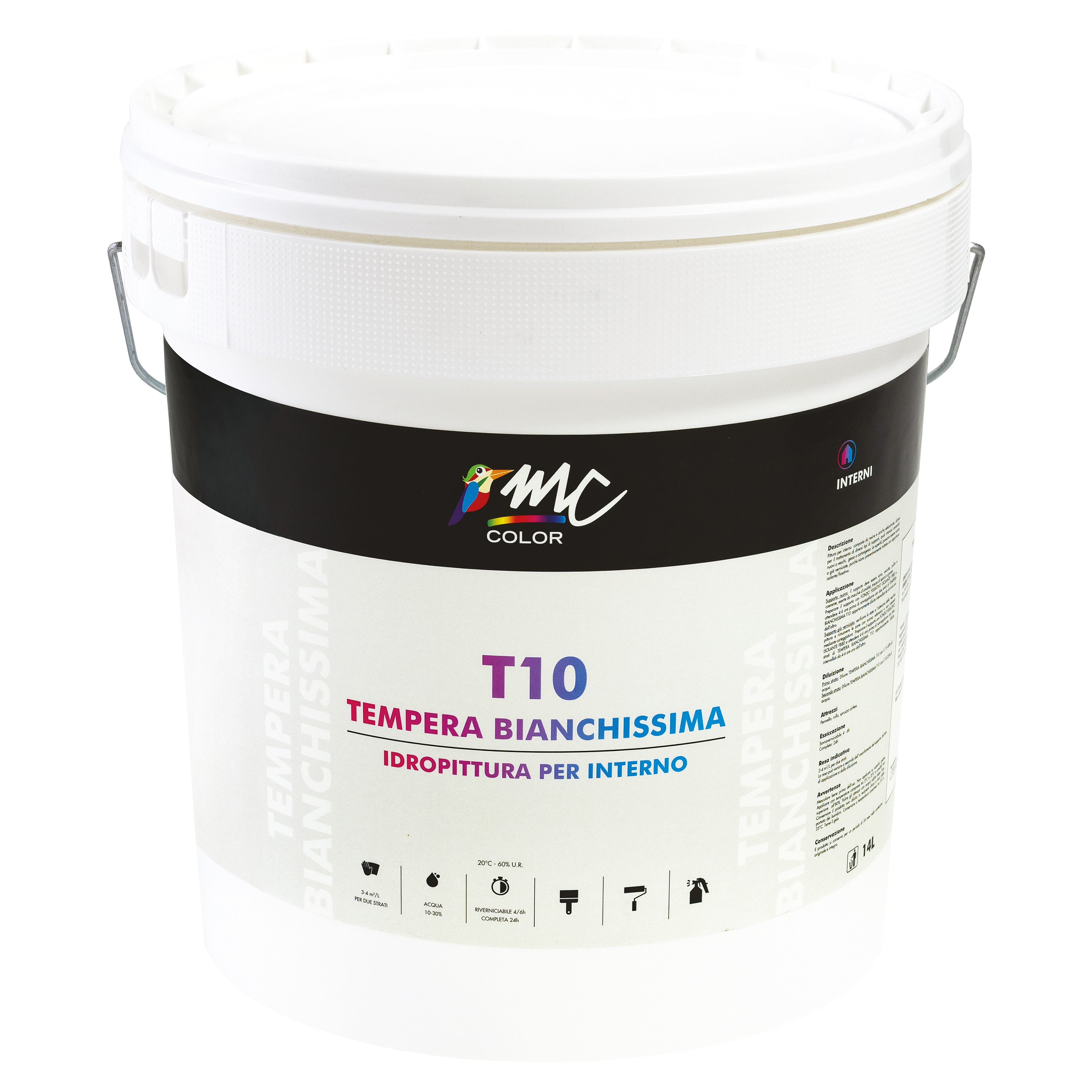 TEMPERA BIANCA MCCOLOR 14 l IDEALE PER BOX E CANTINE 3-4 m² ...
