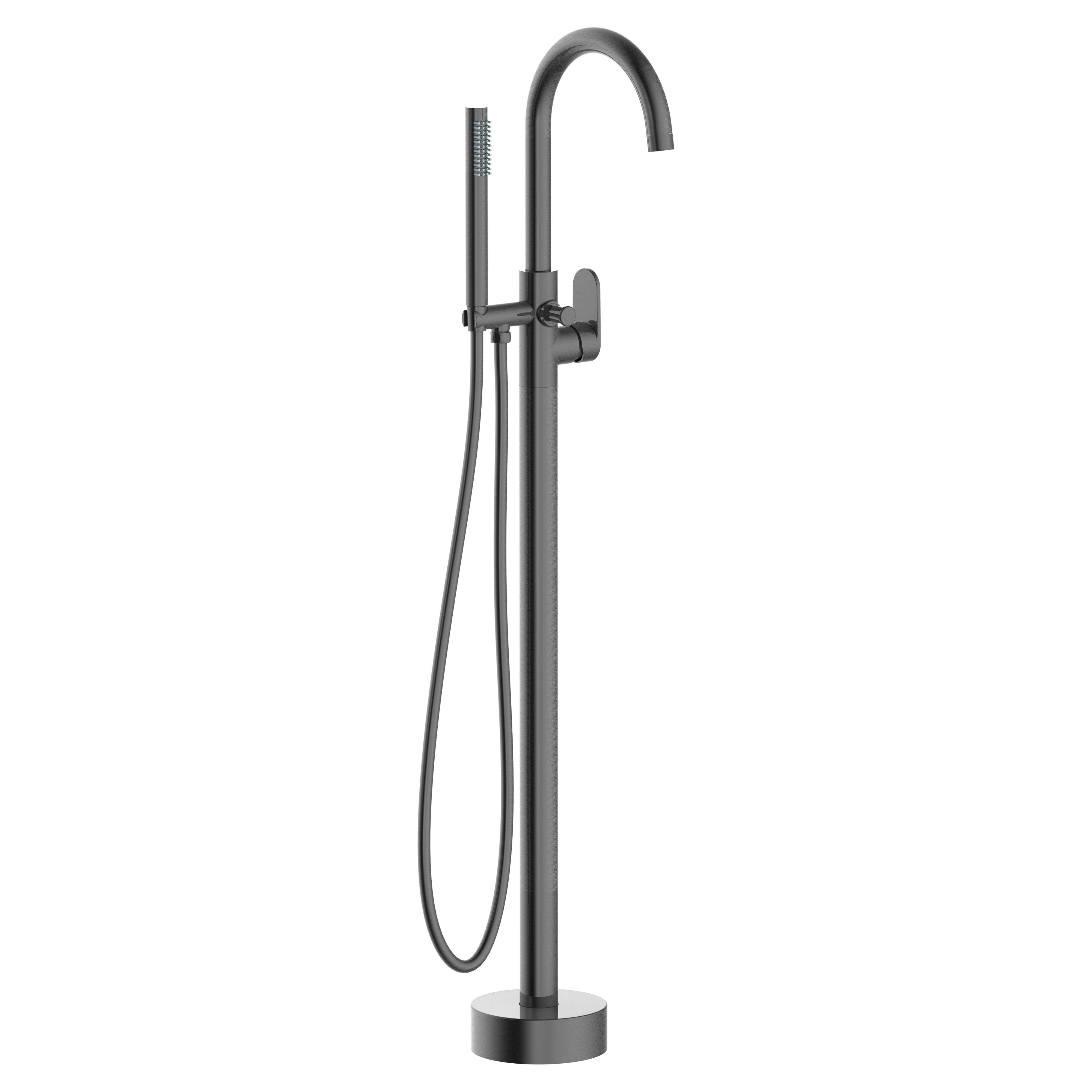 Miscelatore A Colonna Per Vasca Freestanding 8028B Nero – Monoleva, Doccetta 1,5 M, Cartuccia In Ceramica