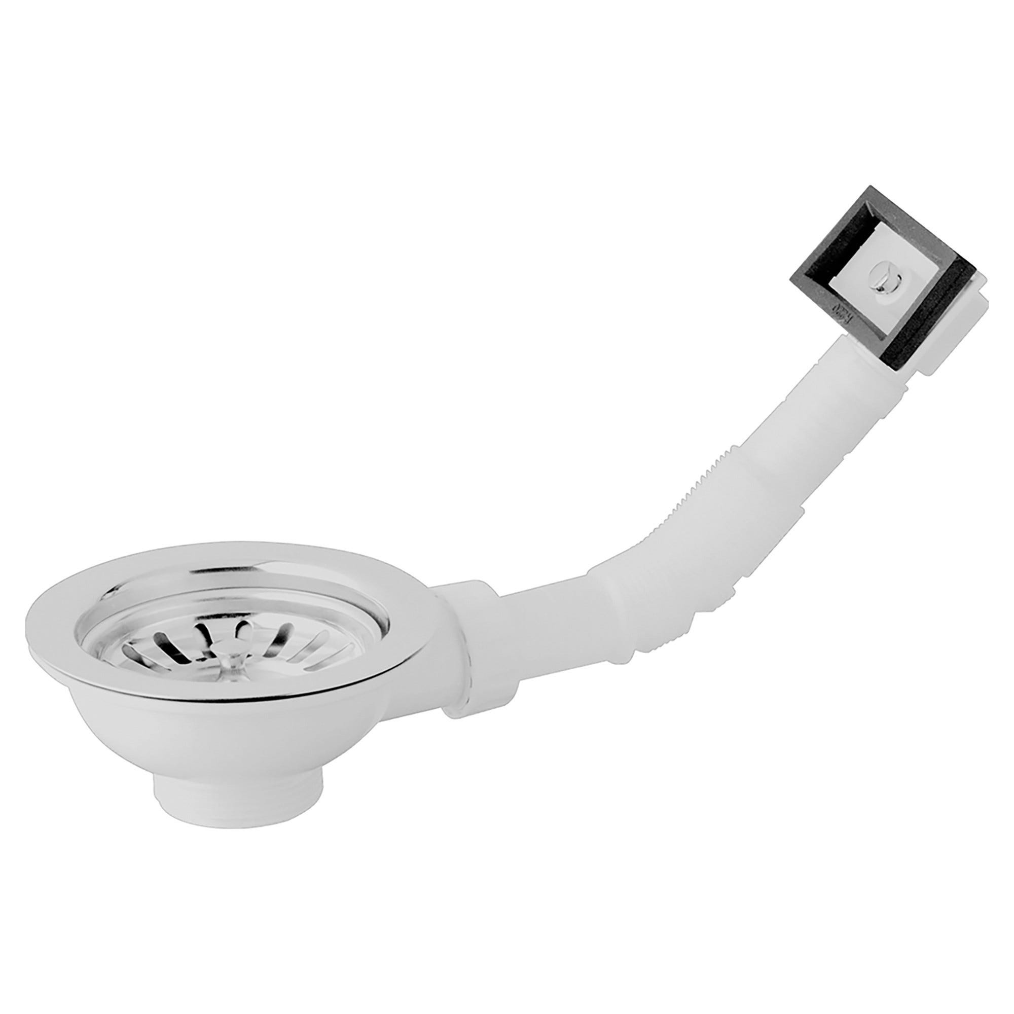Piletta per lavello cucina senza troppo pieno, IDROBRIC, con cestello filtro, diametro 90mm
