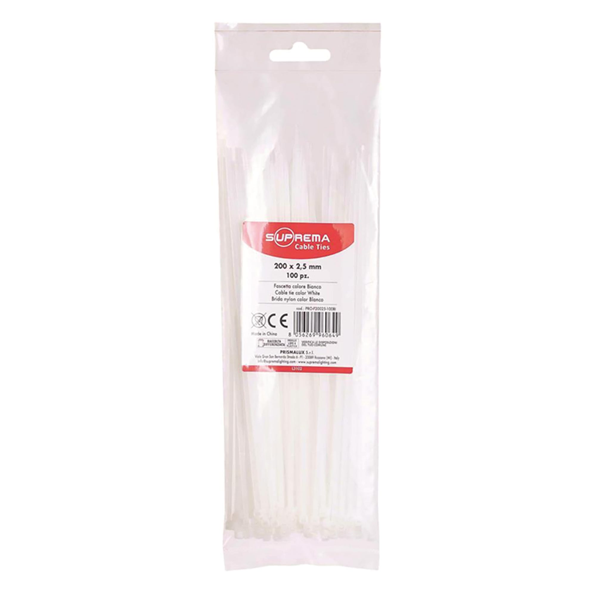 100 Fascette Stringicavo Professionali Bianche 200x3,6 Mm In Nylon 6.6: Resistenti E Versatili Per Casa, Ufficio E Industria. - 2