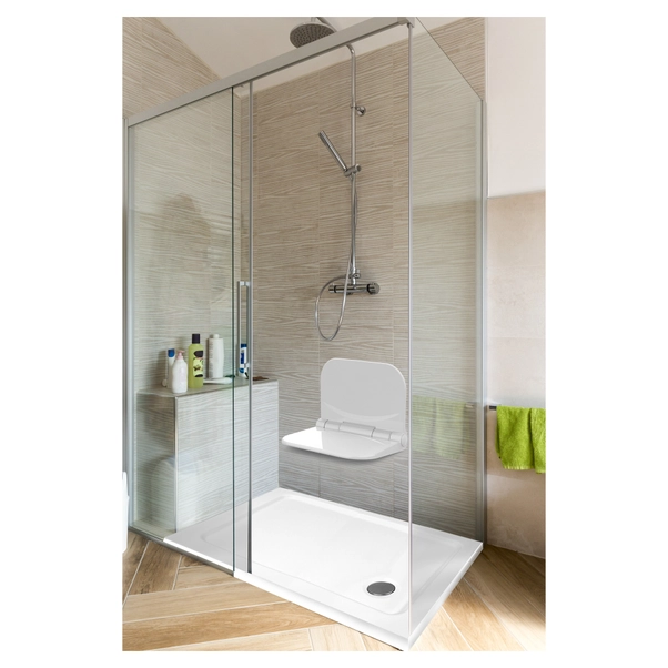 SEDILE PER DOCCIA A MURO RIBALTABILE IN POLIPROPILENE BIANCO