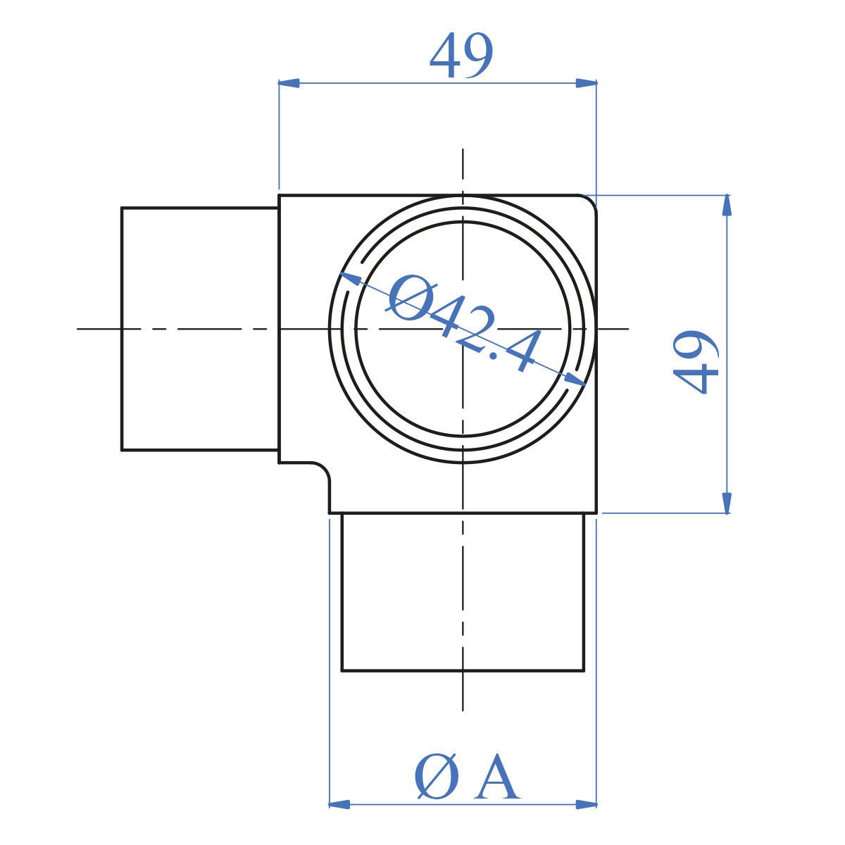 Giunto Idraulico A 3 Vie Per Tubi Tondi 28-35 Mm | Connettore A T Per Strutture In Ferro Industriale - Foto 1