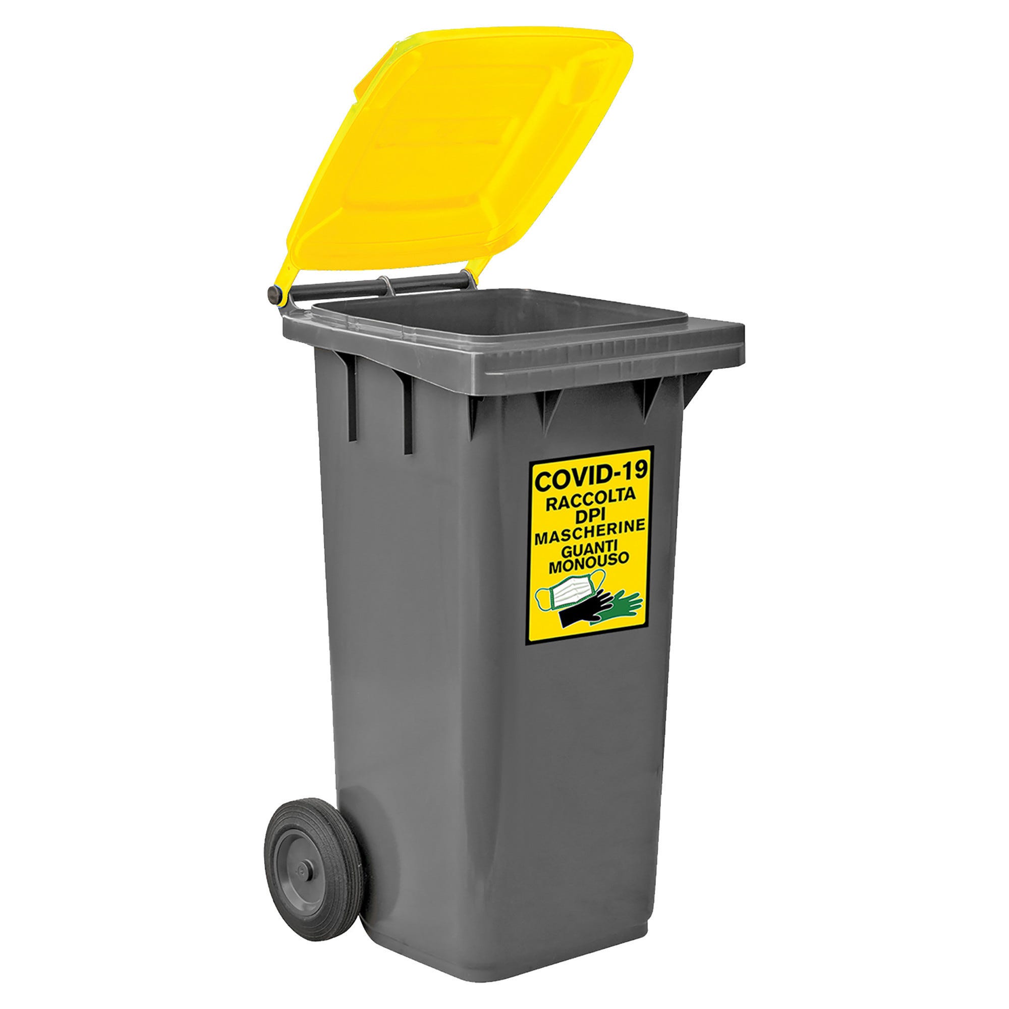 Sulo CITYBAC VARIO Bidone Della Spazzatura 120 Litri, Grigio RAL7021 Con Coperchio Giallo RAL1018 - Resistente E Portatile