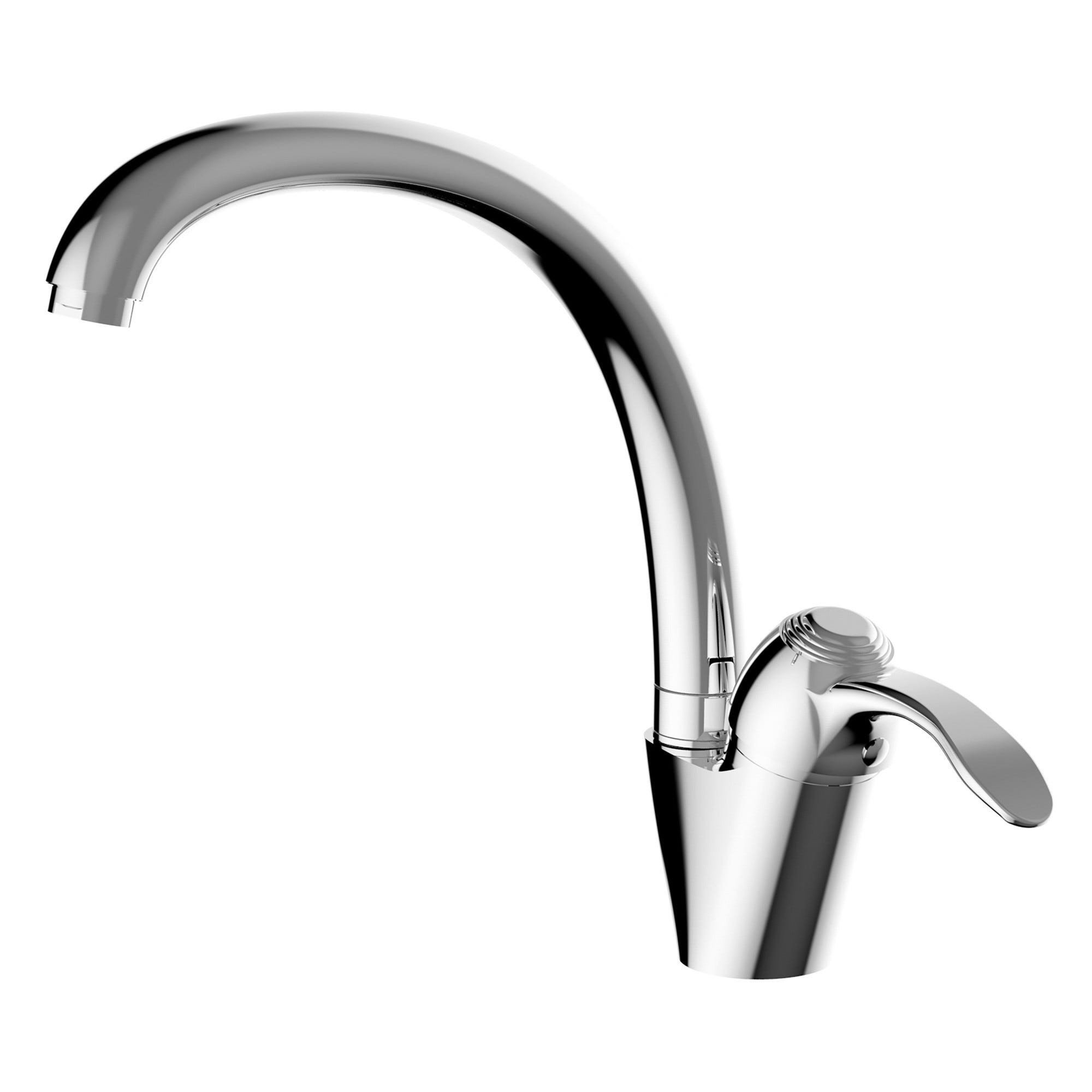 Rubinetto Da Cucina Girevole 360° — Ad Arco Alto, Monocomando, In Acciaio Inox, Per Lavelli Monoforo