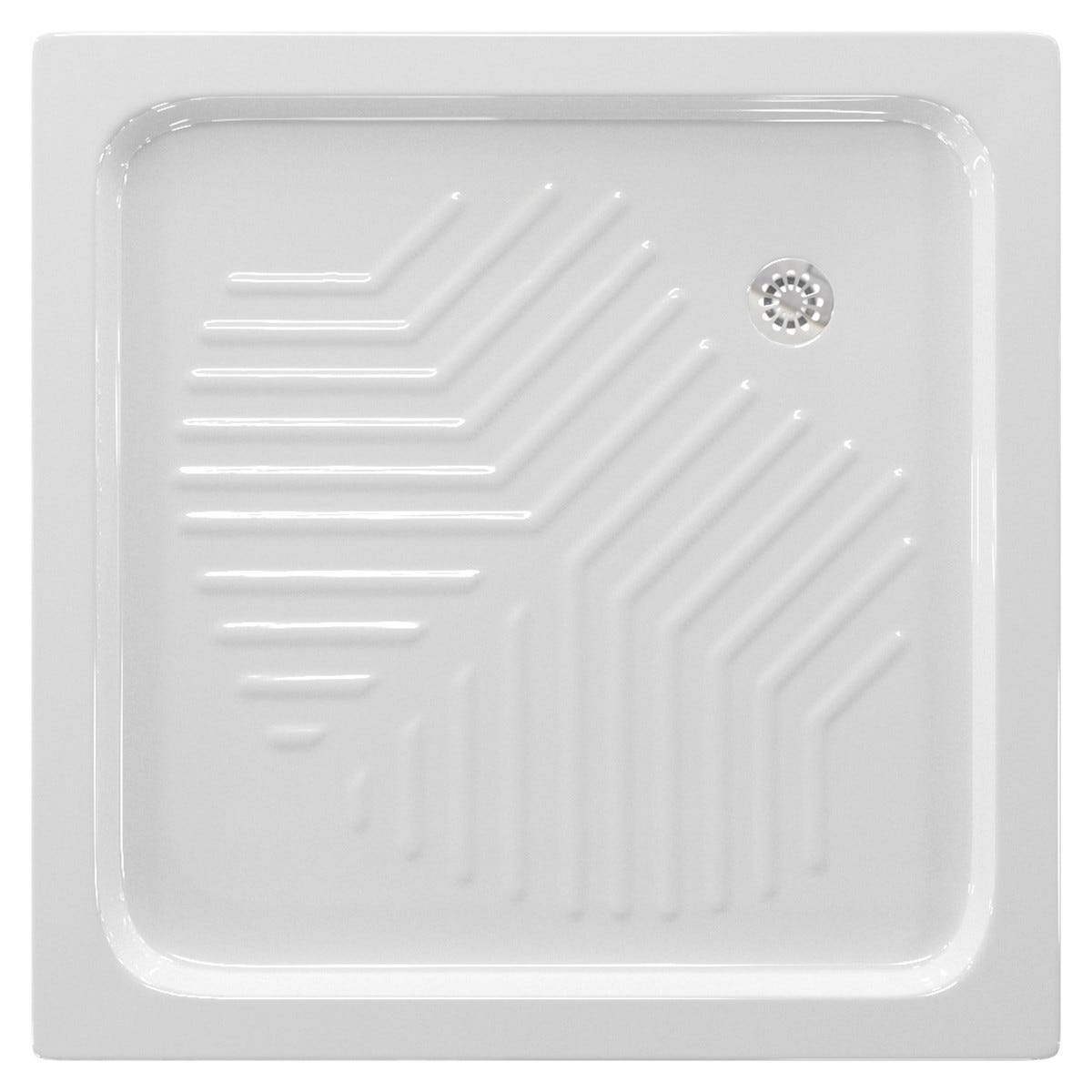 Piatto doccia 70x100 H 6 rettangolare in ceramica bianca con antiscivolo