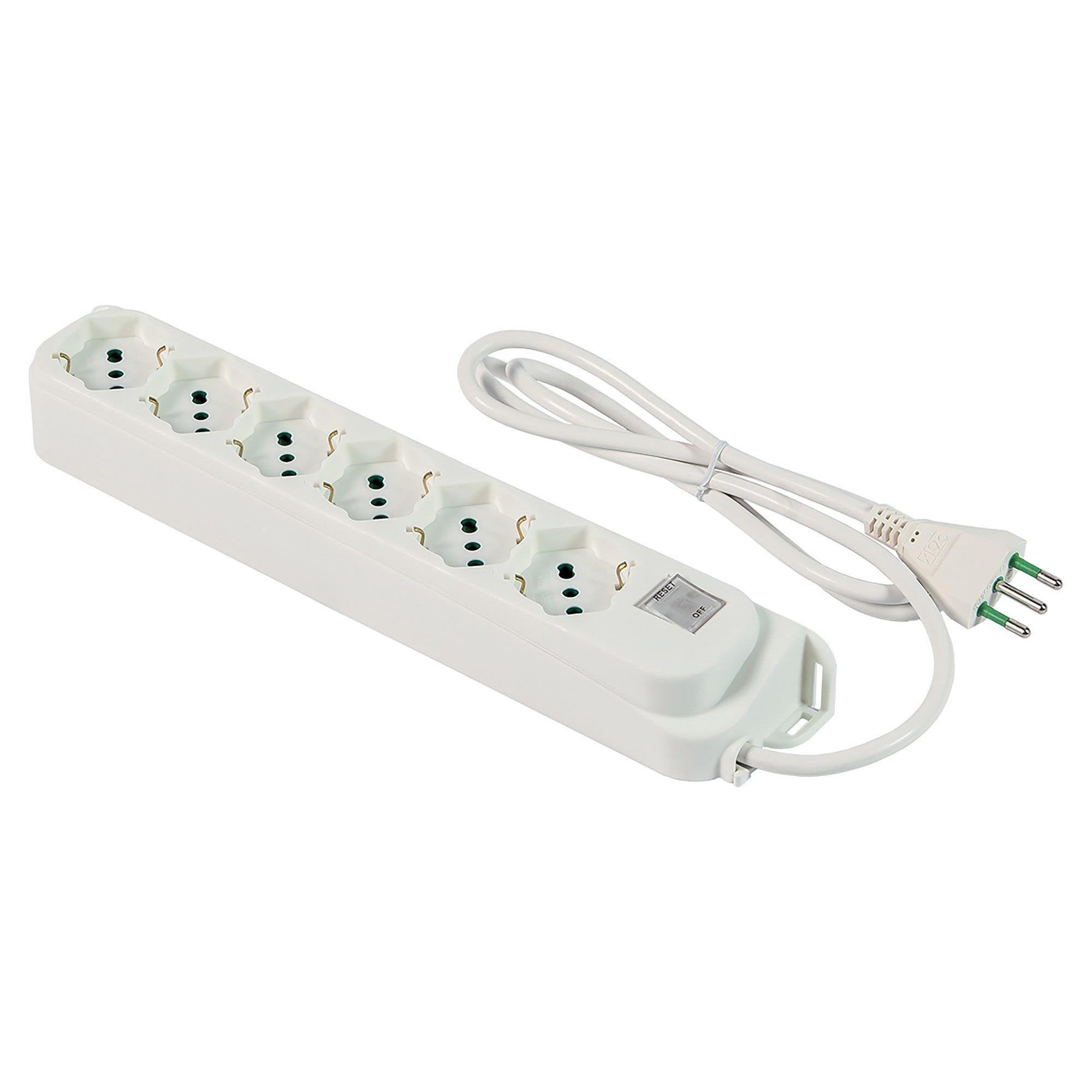 Base múltiple negra con 6 enchufes e interruptor 1.5 m de cable GSC