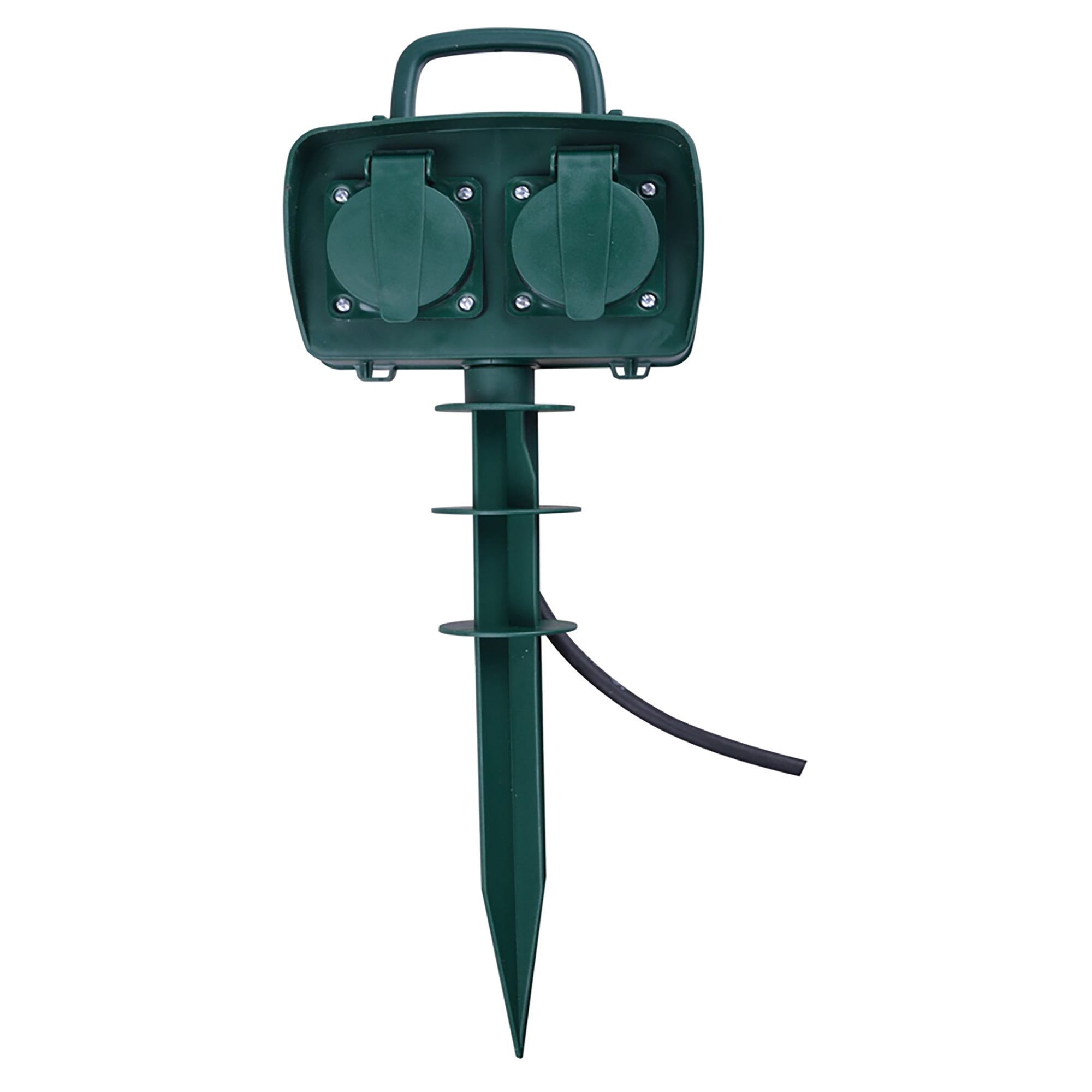 Colonna Prese Da Esterno POCK | 2 Prese IP44, Design Pietra | Con Picchetto Per Terra - Foto 5