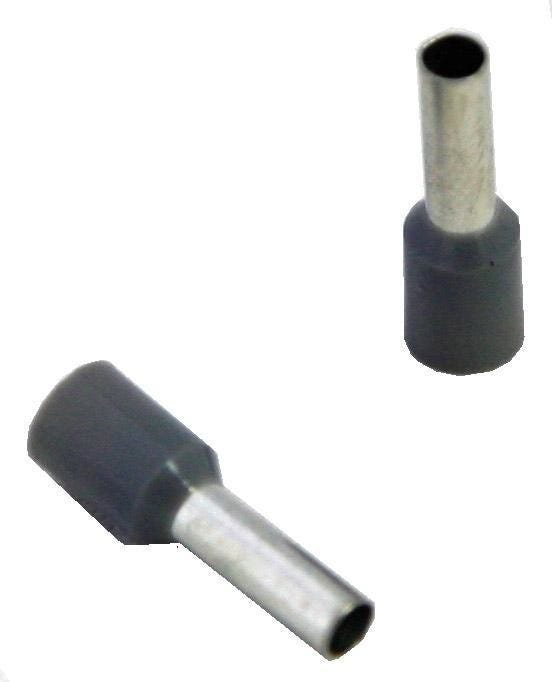100 Punzotti Terminali Isolati Lunghi 4mm&sup2; X 12mm &ndash; Hilpress Grigio &ndash; Qualit&agrave; Professionale