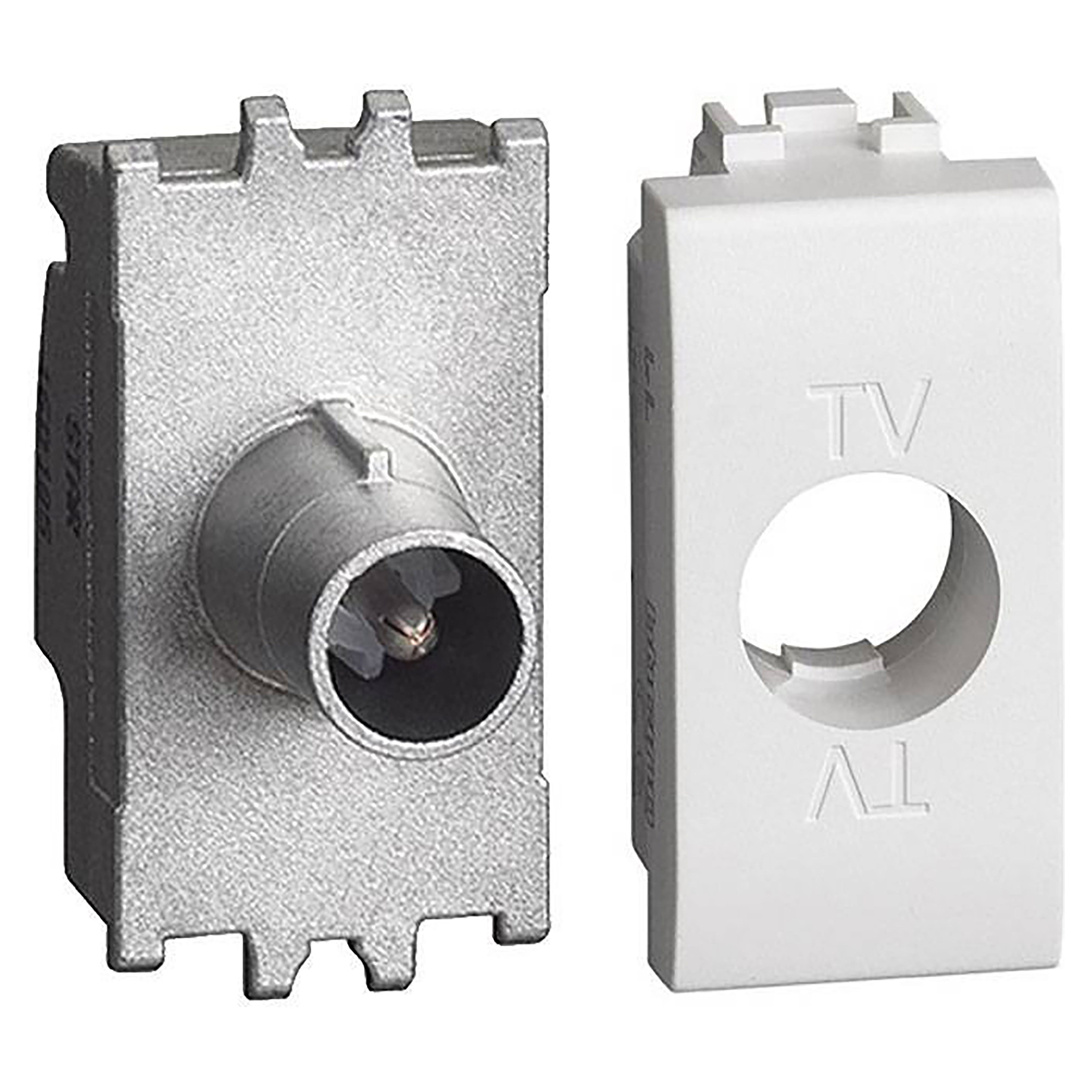 2 Prese TV Passante Maschio – Compatibili Con Bticino Living Light – Colore Bianco – Per Placche Modulari - 2