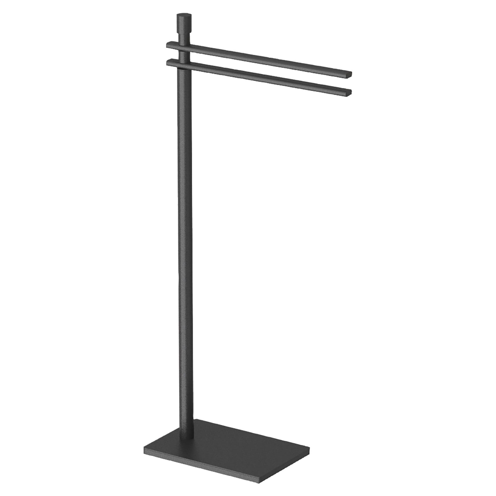 Porta Asciugamani Da Terra Relaxdays, 3 Bracci, Acciaio Nero - Per Bagno E Casa