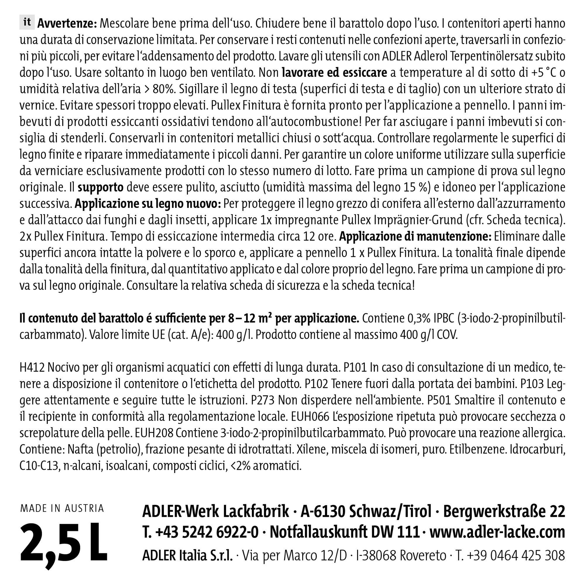 Olio Per Pavimenti In Legno Adler Pullex W30 - Protettivo Idrorepellente Per Esterni, 2,5 Litri - Foto 4