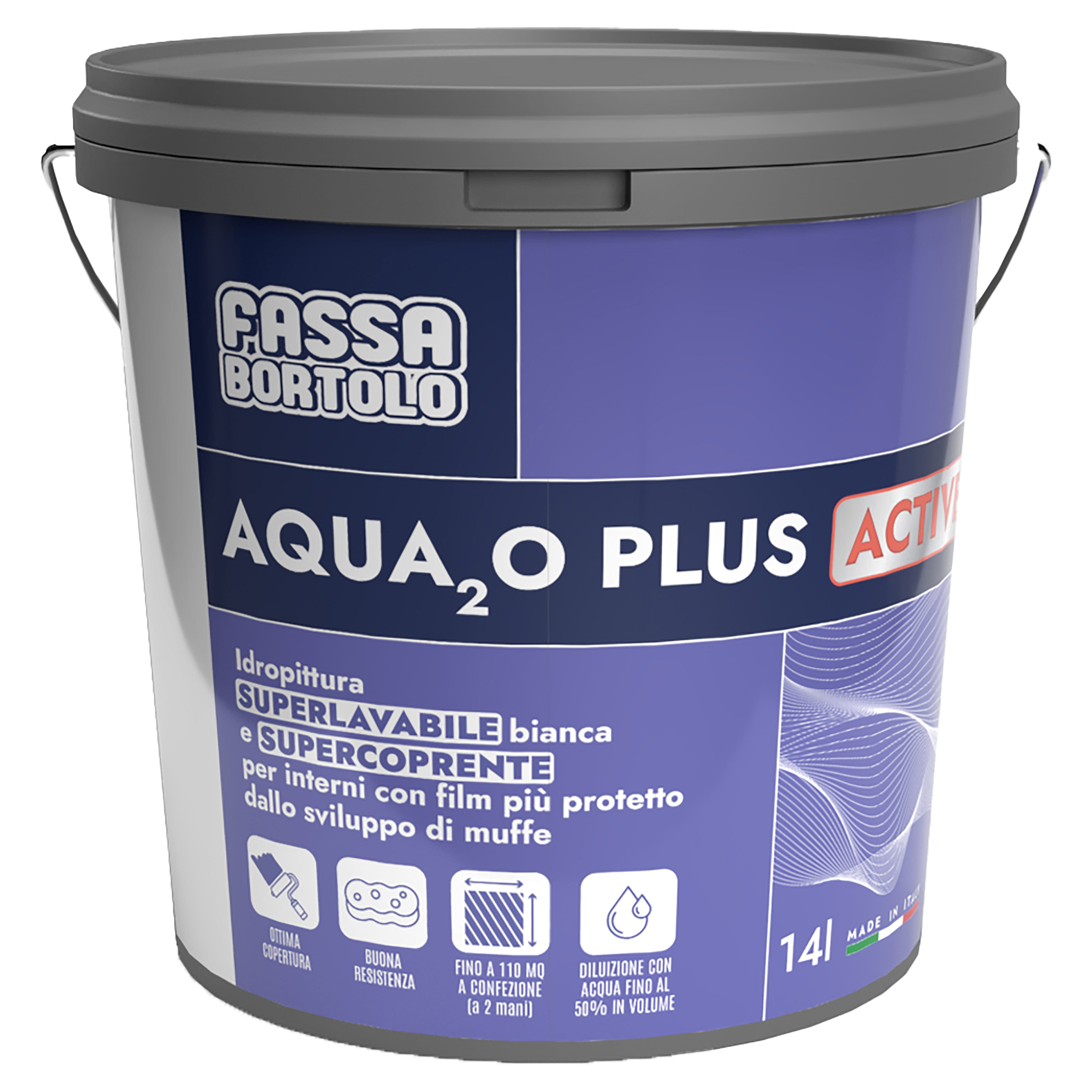 IDROPITTURA SUPERLAVABILE FASSA 14 l BIANCA ANTIMUFFA 7-8 m CON 1 l A 2  MANI