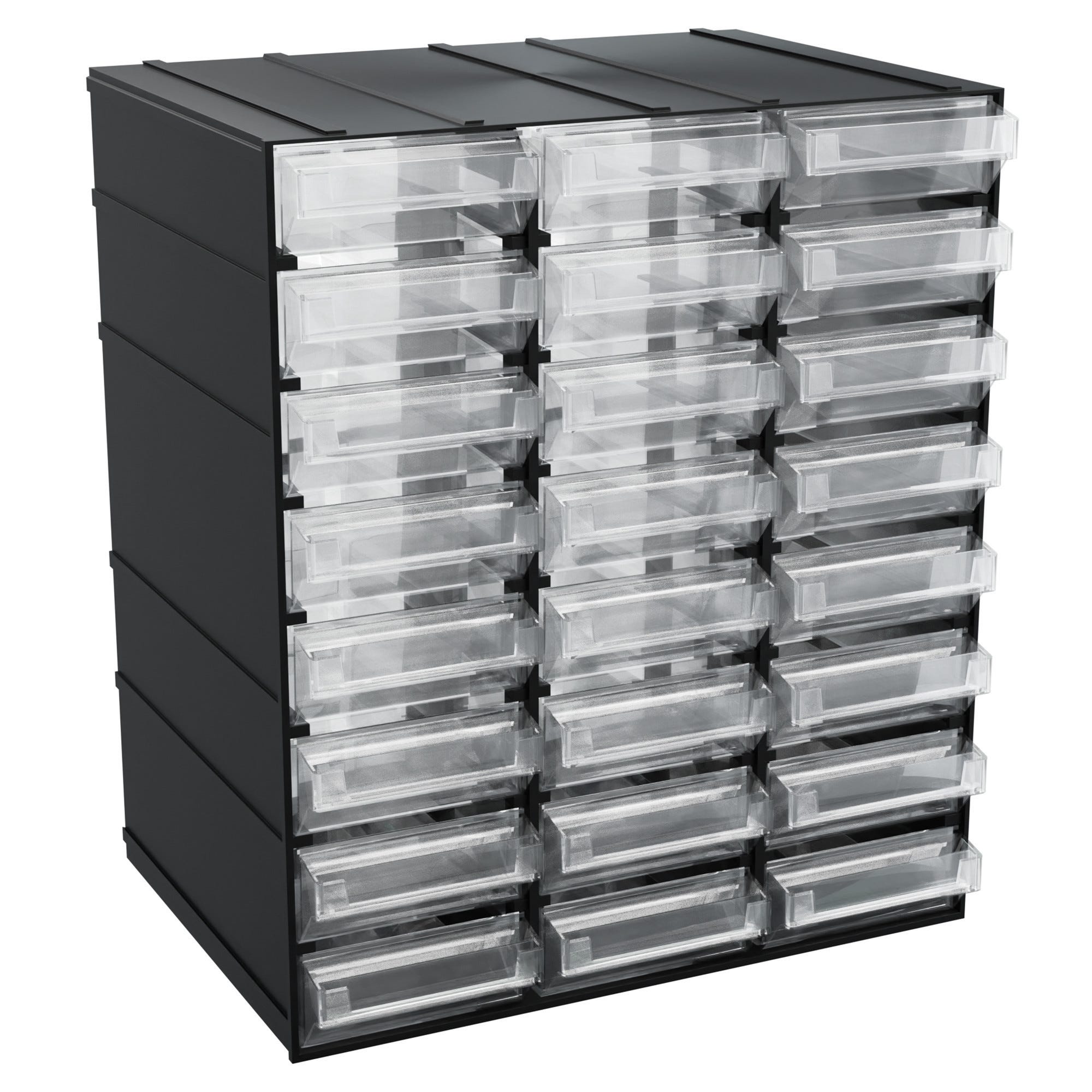 Acan Cassettiera Tamigi 4 Cassetti Trasparenti - Base Nera, Plastica Resistente, 78x28,5x39 Cm, Ideale Per Ufficio O Casa