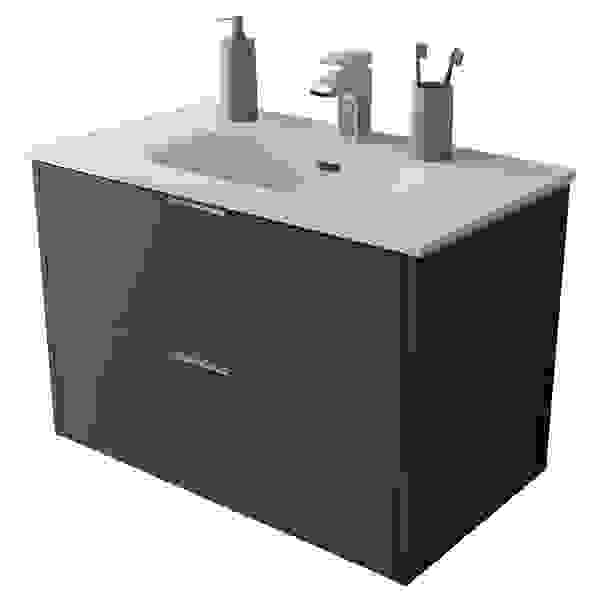 BASE CON LAVABO RIO ANTRACITE 2 CASSETTI 80x54x46 cm (LxHxP) SOFT CLOSE ...