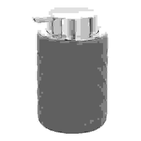 Dispenser Sapone Liquido Gedy Aries - Resina Simil Pietra Grigia - Erogatore Da Bagno Con Valvola Cromata - AR800800300