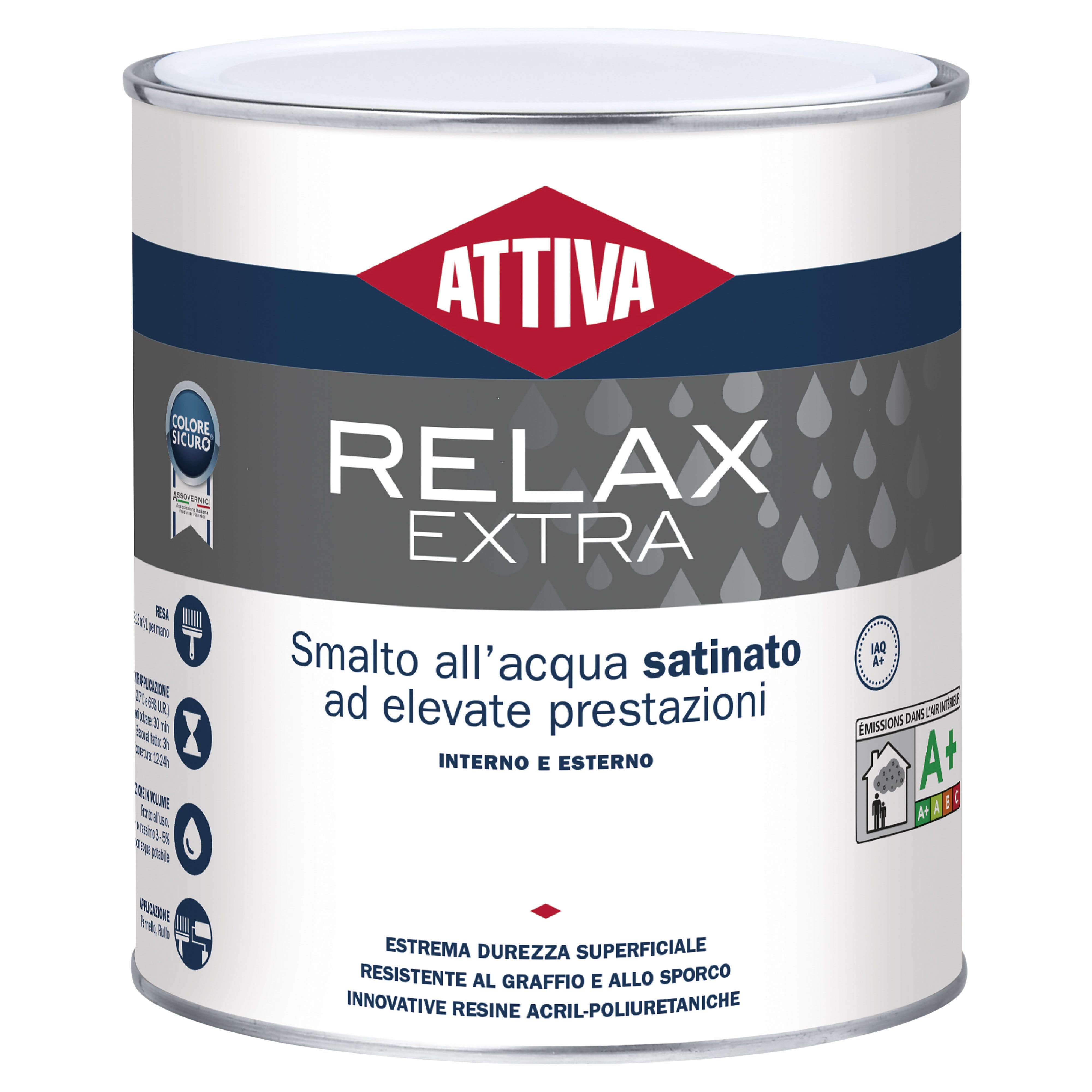 SMALTO ACQUA ATTIVA RELAX EXTRA 2,5 l BIANCO SATINATO URETANICO 1213