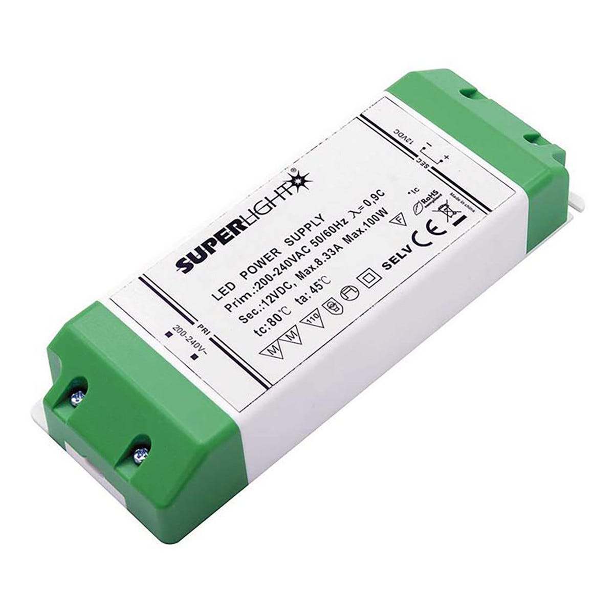 Trasformatore di alimentazione LED - 6W, 12V DC, 0,25A - Tensione