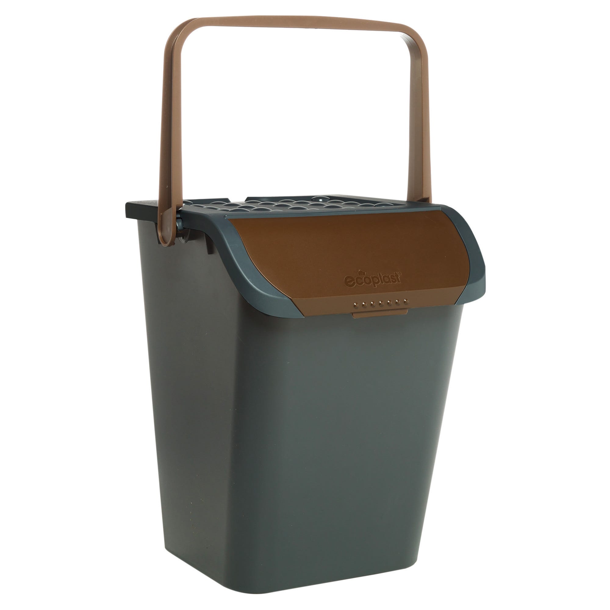 KOTARBAU Pattumiera 50 Litri Marrone Con Coperchio, In Polietilene Resistente Per Interno/esterno