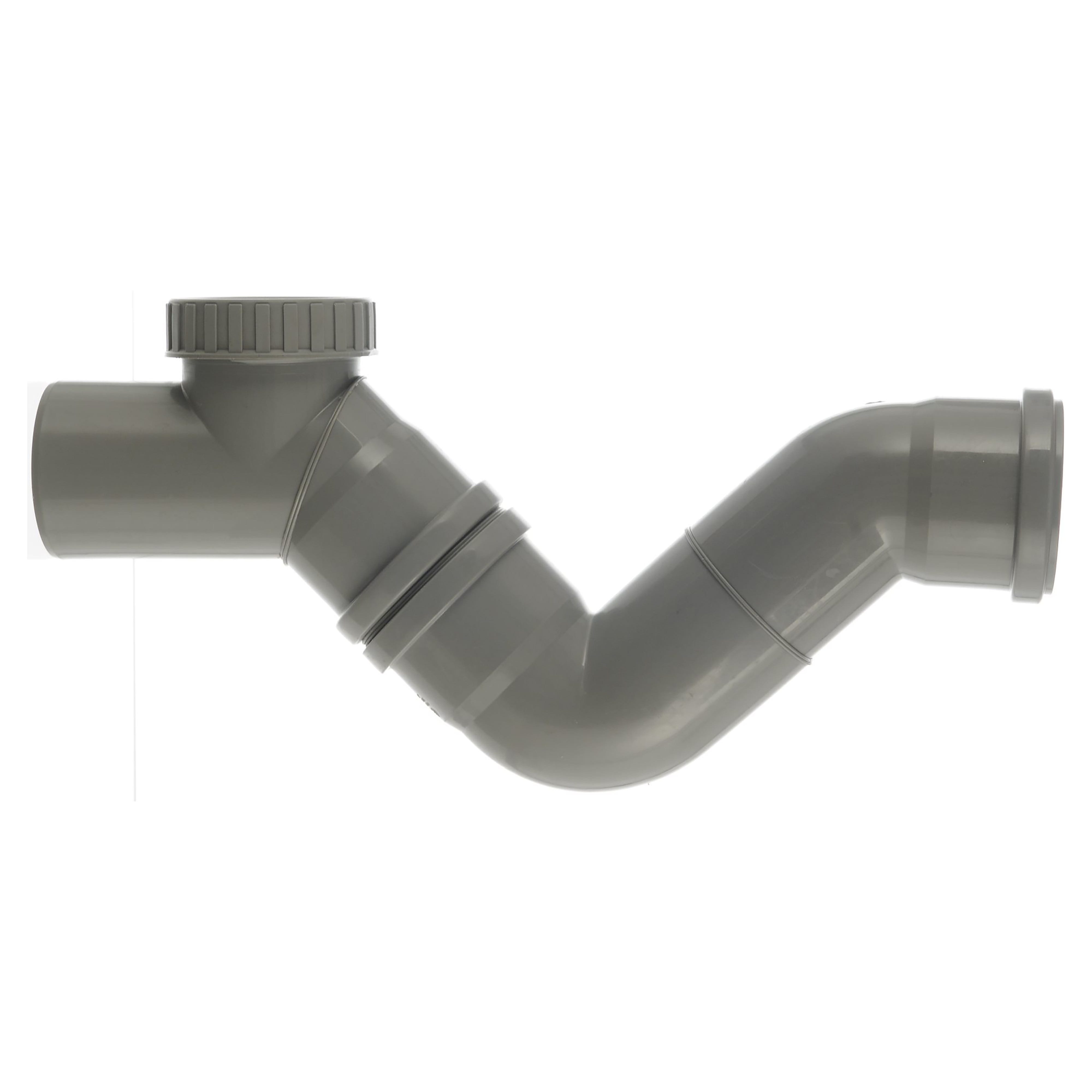 Dipra 57721 Sifone Per Lavatrice Con Doppia Uscita Verticale - Diametro 40mm, Sistema Anti-Blocaggio, Colore Grigio