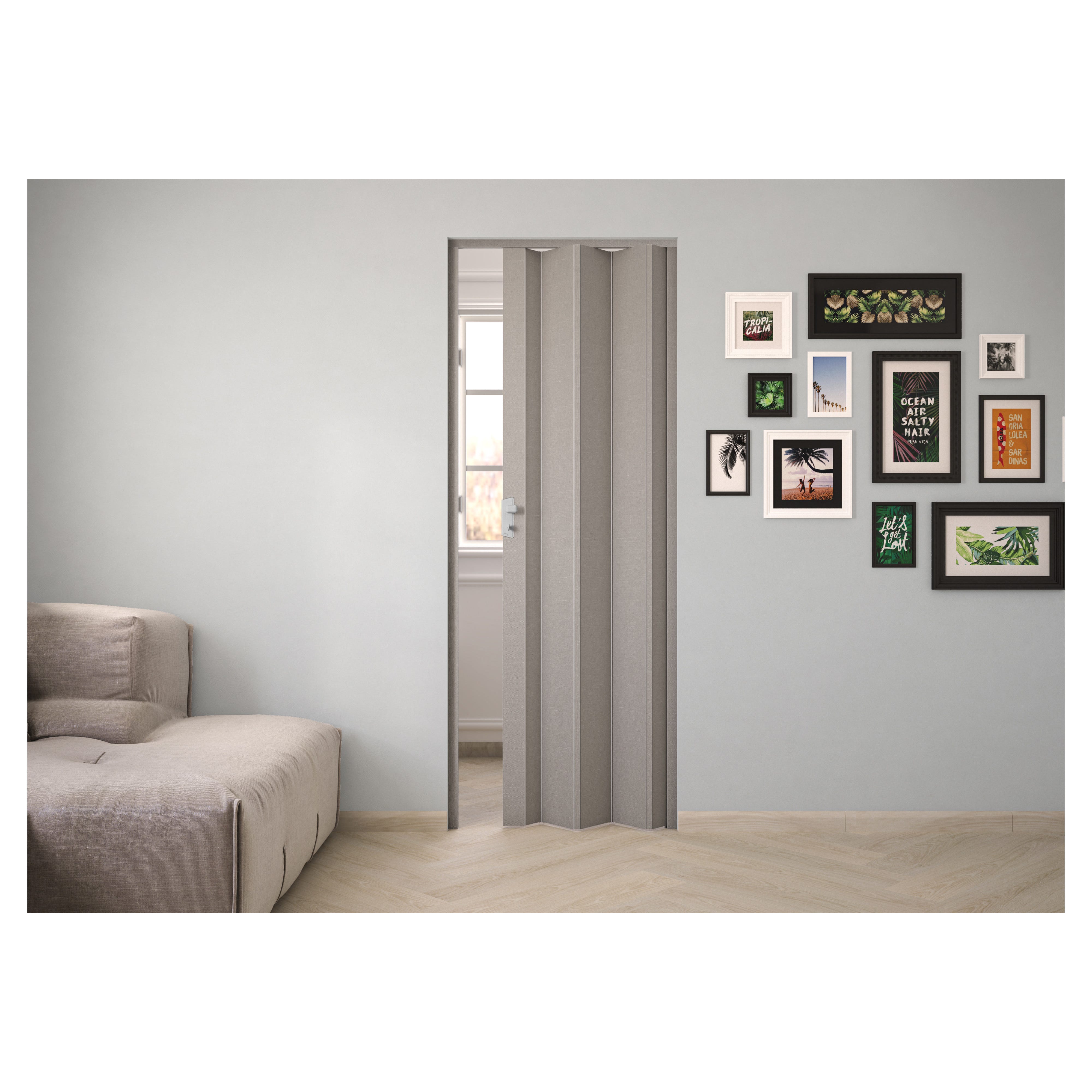 Porta A Soffietto Elly In PVC - Grigio Effetto Tessuto, 83x214 Cm - Foto 7