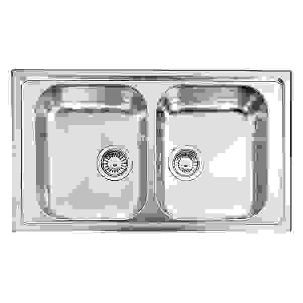 LAVELLO ZENITH 86x50 cm INOX SATINATO 2 VASCHE PILETTA 3''