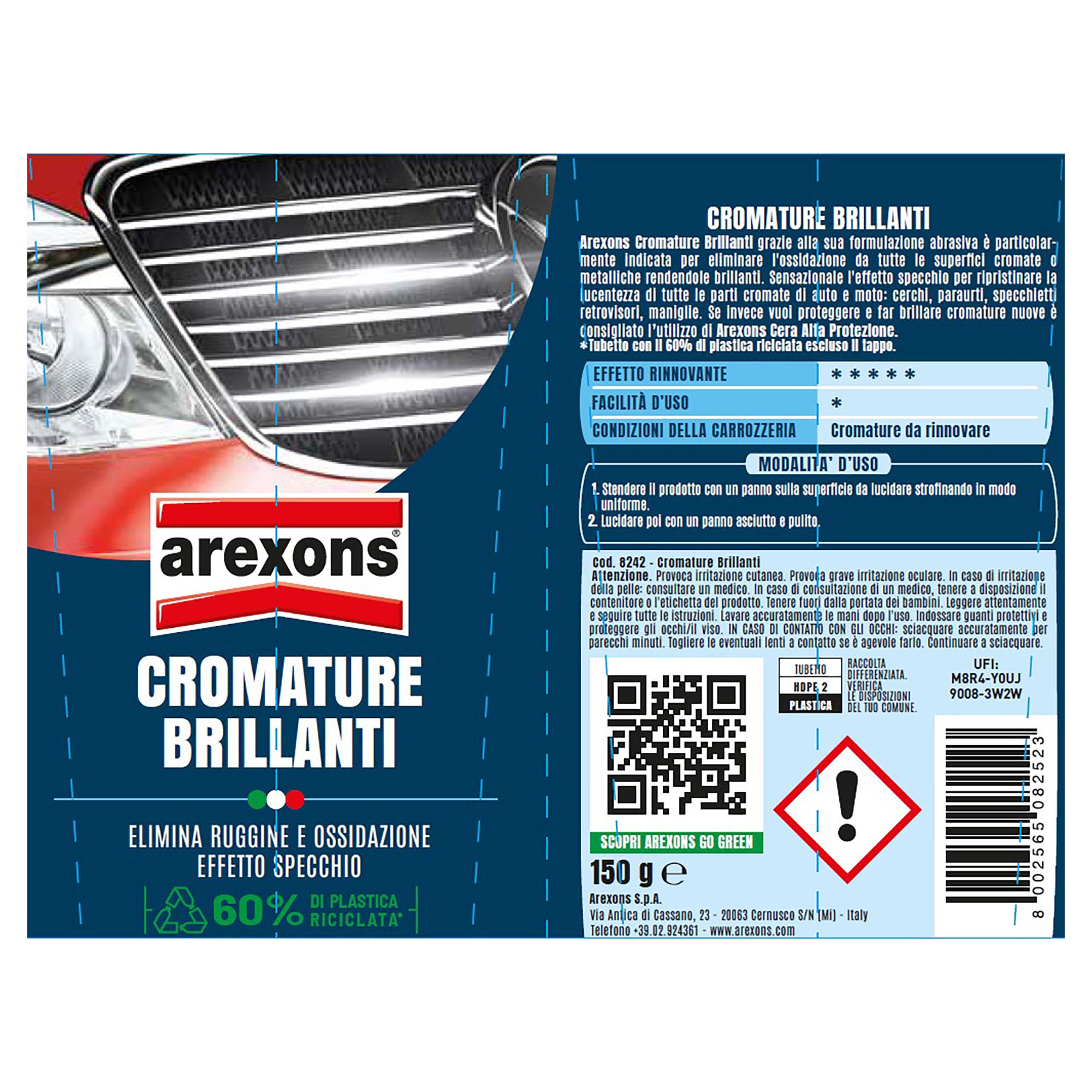 Arexons 3438 Smalto 100% Acrilico Effetti Speciali Specchiante Effetto Cromo 400 Ml - 12