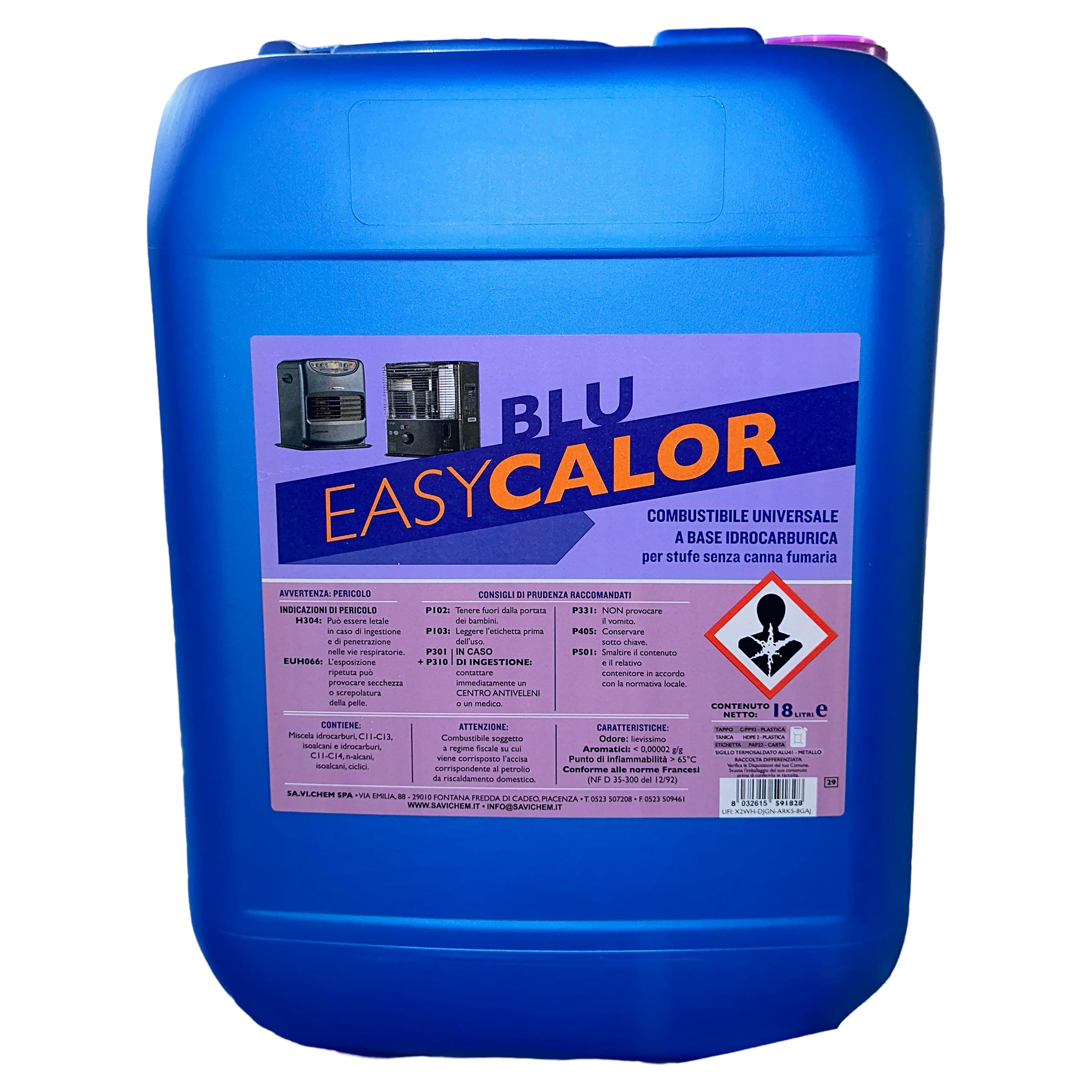 COMBUSTIBILE IDROCARBURICO EASYCALOR INODORE 18 l PER STUFE STOPPINO E  ELETTRONICHE