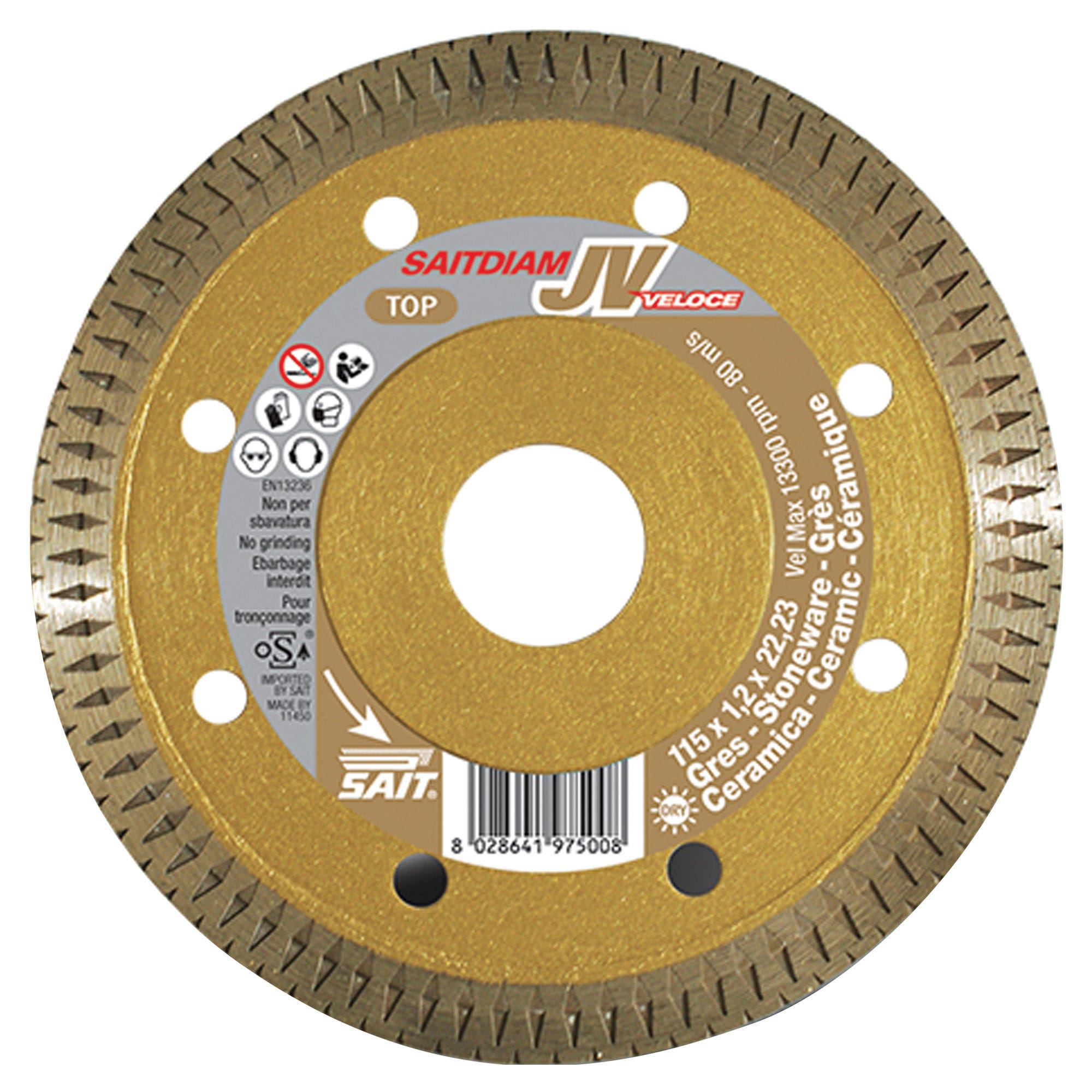 DISCO DIAMANTATO SAIT Ø115 mm CORONA CONTINUA PER GRES CERAMICA E