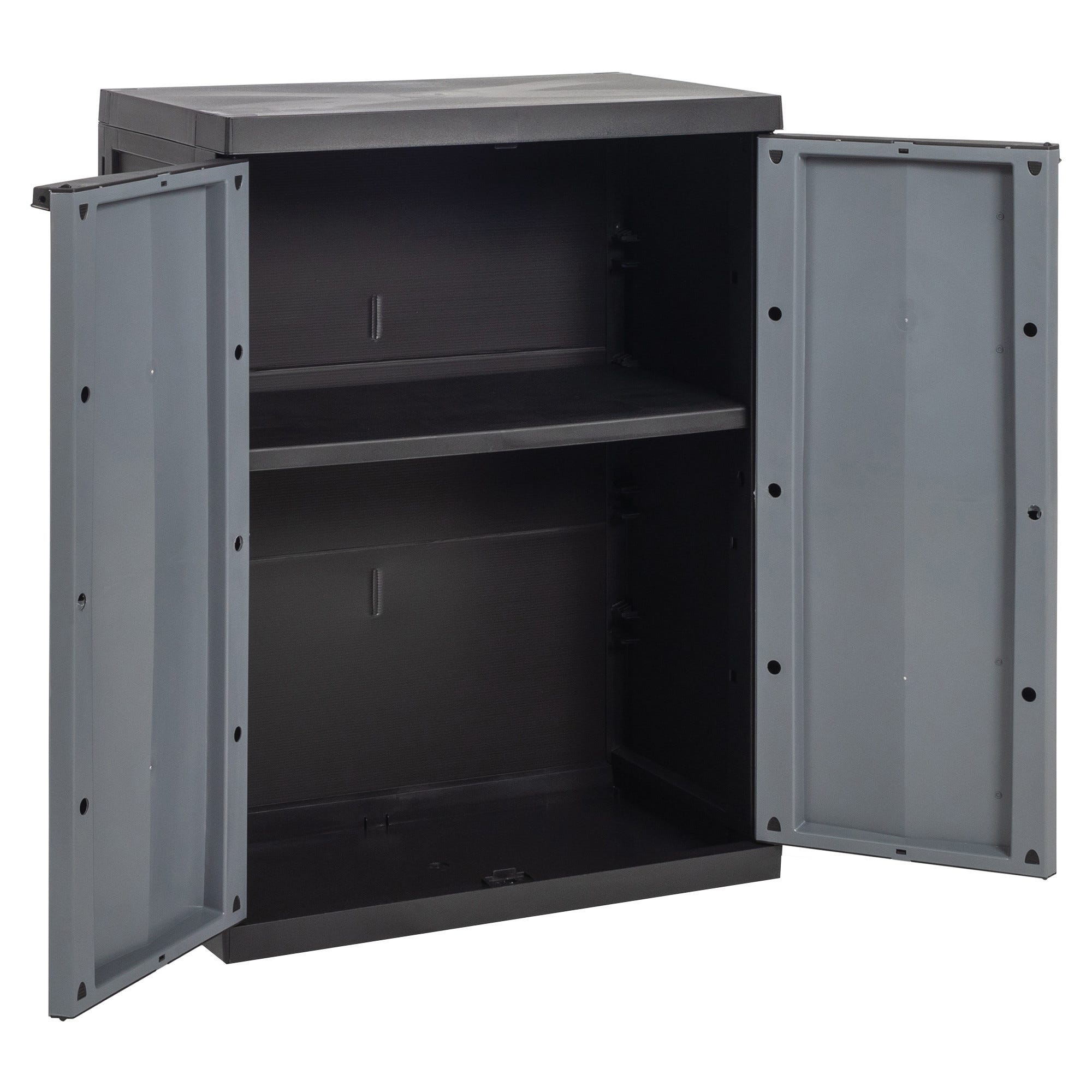 Avilia Armadio Modulare a 1 Anta | Mobiletto per Interni | Armadietto Basso | Armadio per Attrezzi | Armadietto per Esterni | Armadietto in Plastica | Armadio con 1 Scaffale ‎35x39.5x86cm, Grigio