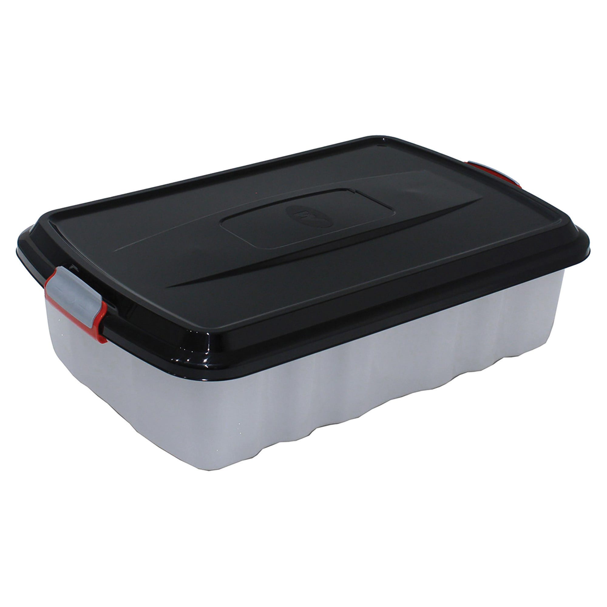 BOX CON COPERCHIO NERO E RUOTE 59x17x39 cm (LxHxP) 22,5 l BIANCO | Tecnomat