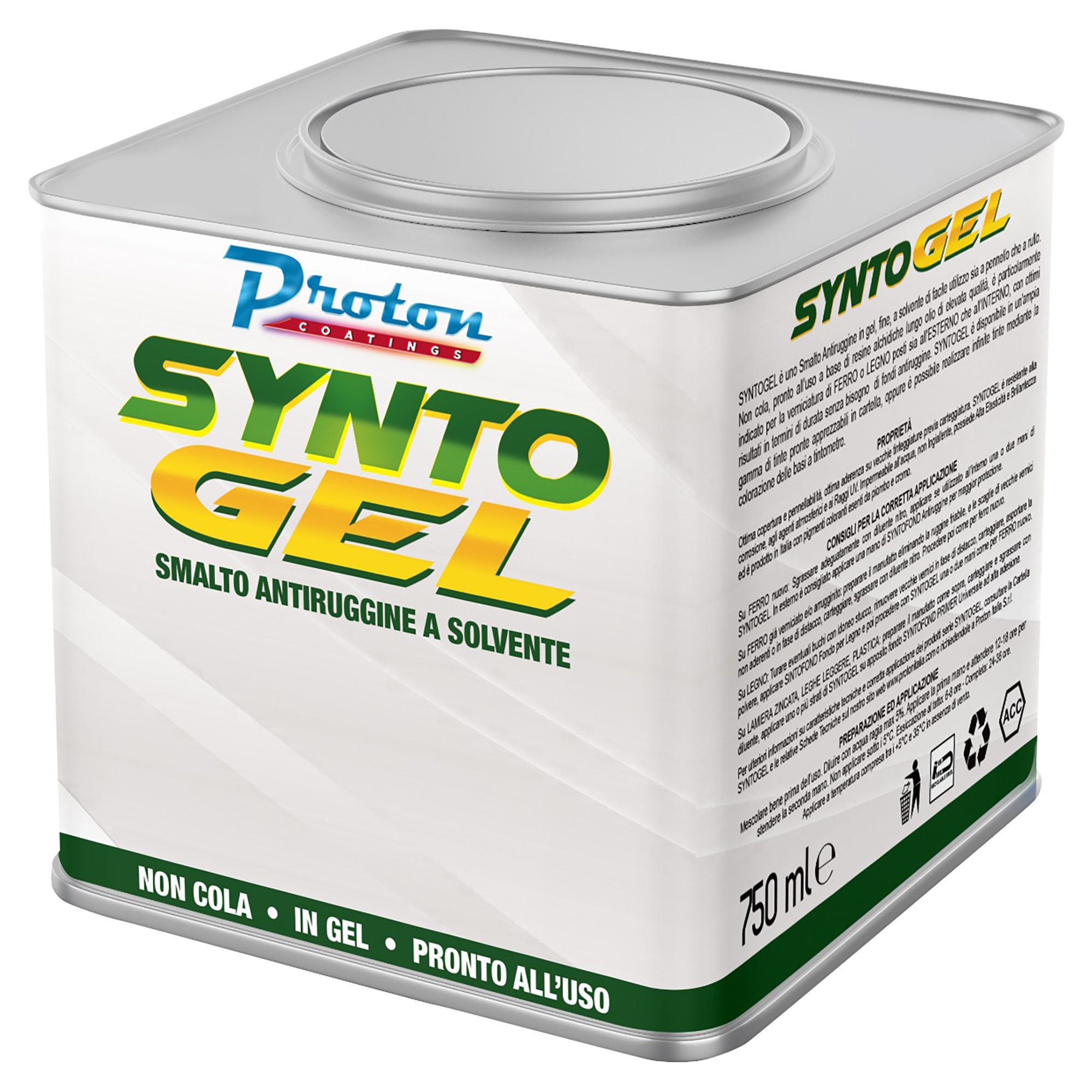 SMALTO ANTIRUGGINE GEL PROTON VERDE SCURO 0,75 l FERRO METALLO 8-9 m² ...