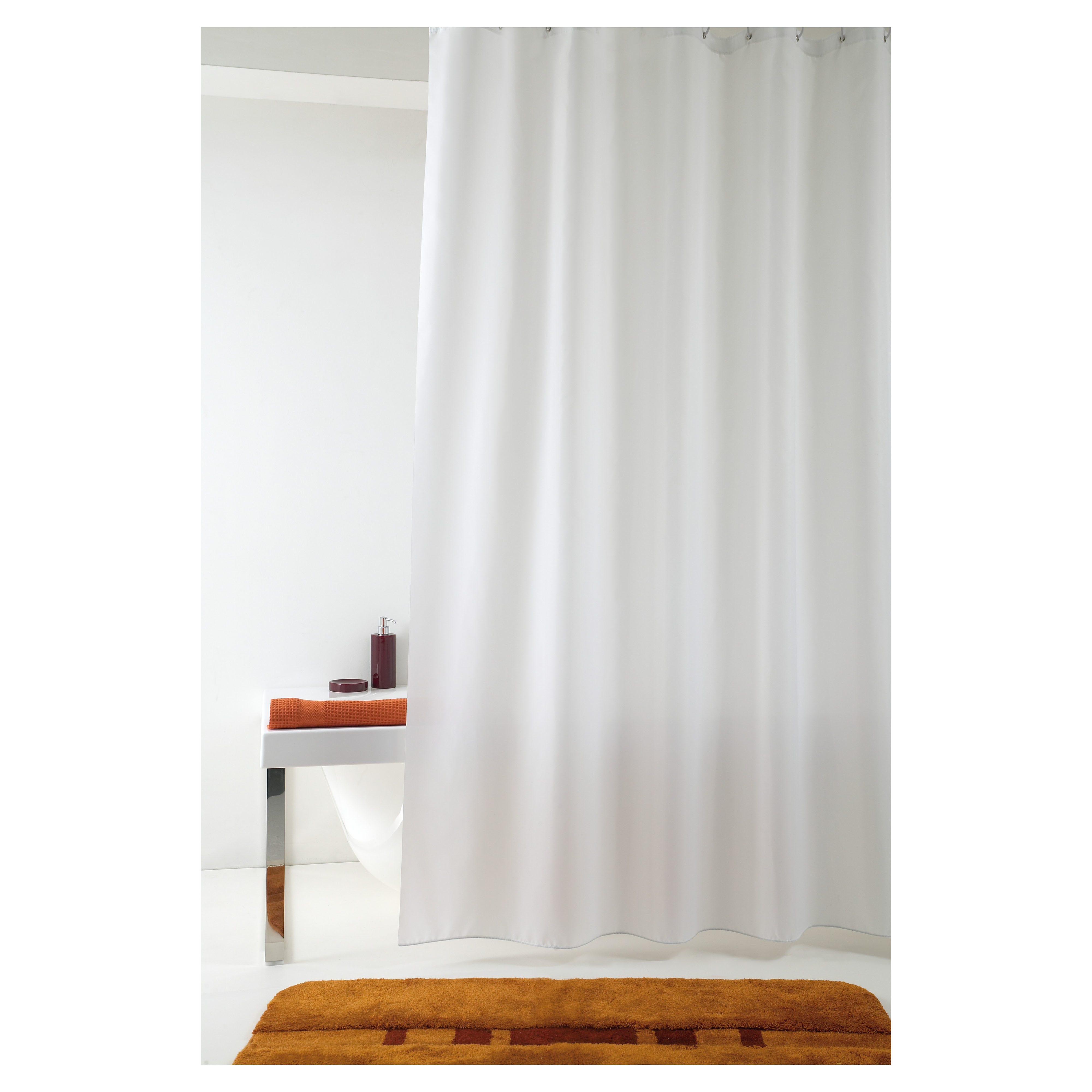 Wenko 19145100 Tenda Doccia Monocolore Lavabile, Poliestere, 120 x 200 cm, Bianco