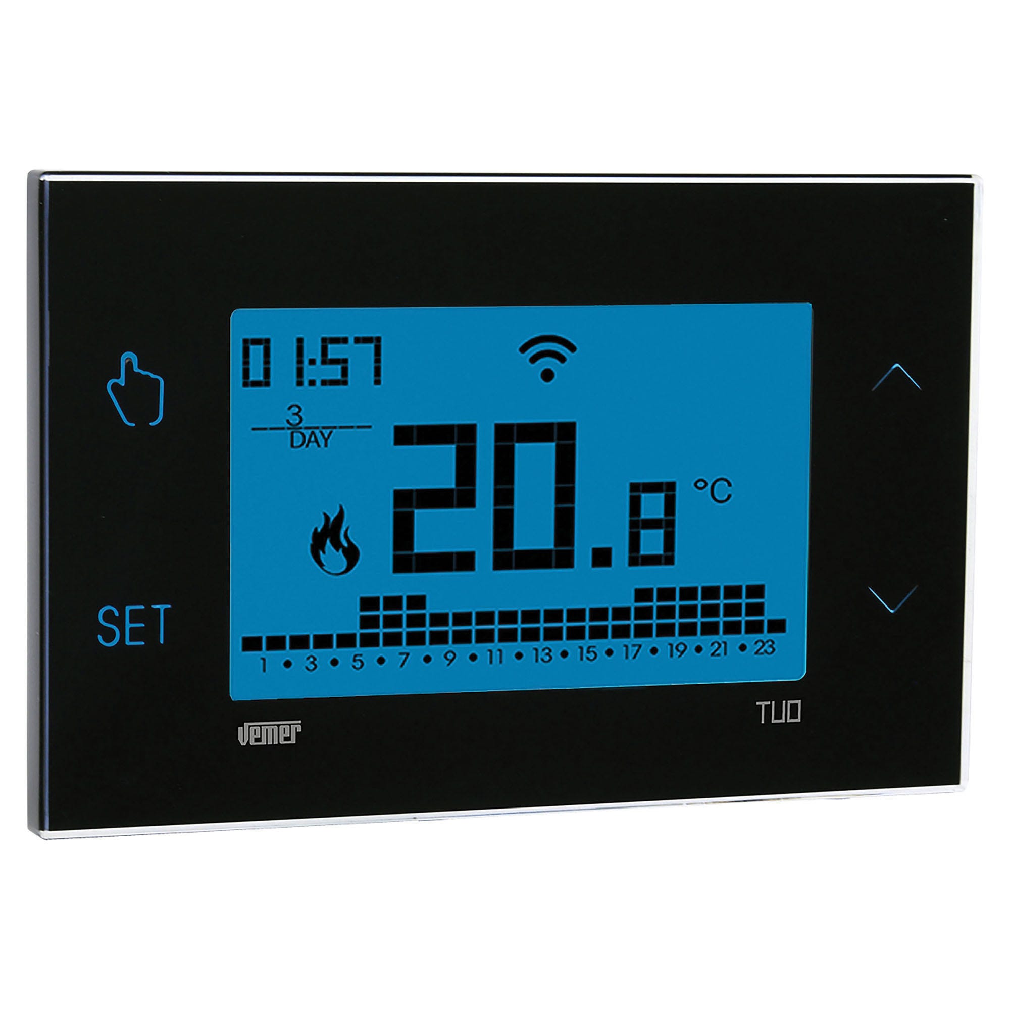 CRONOTERMOSTATO VEMER WiFi DA PARETE NERO CON TOUCH SCREEN