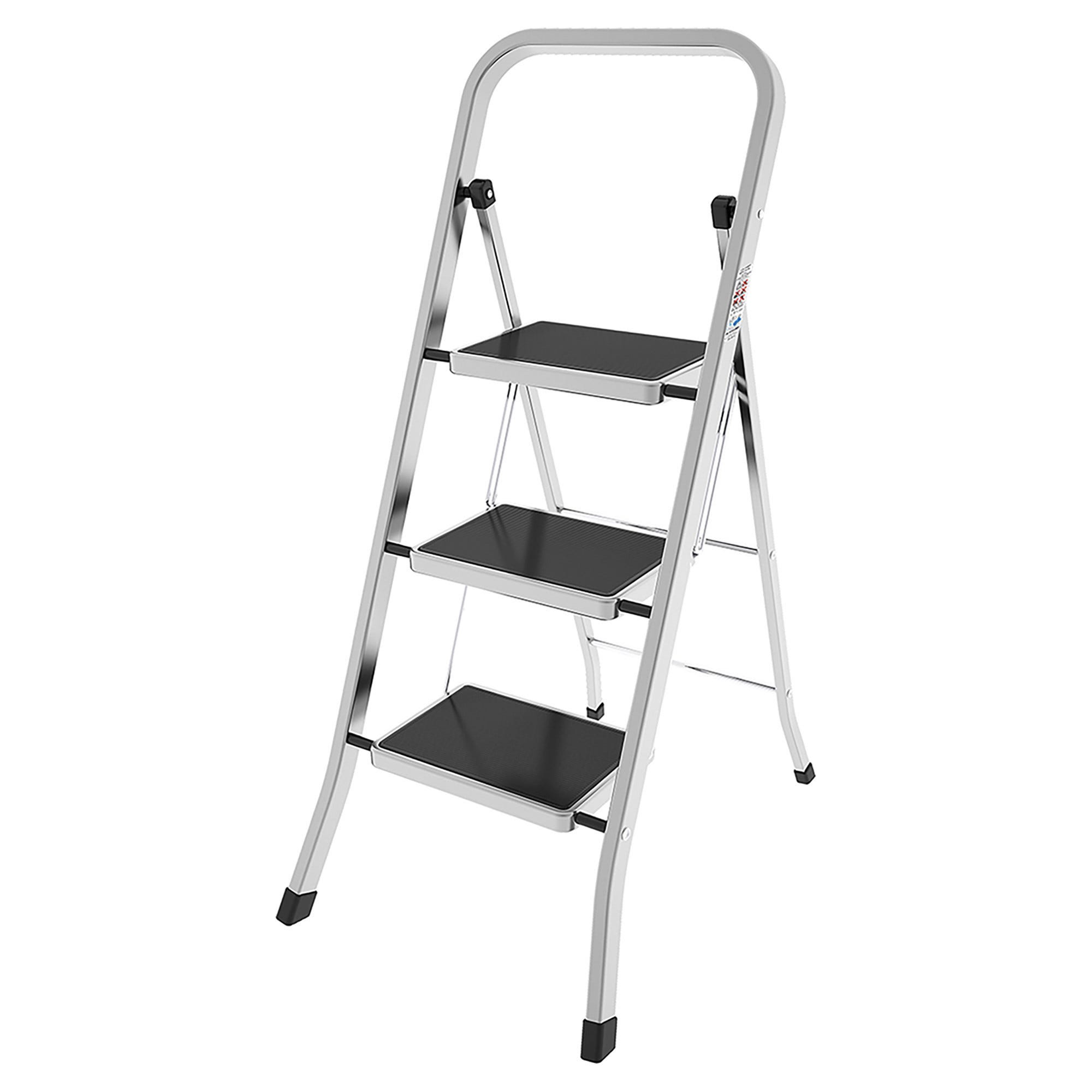 LIEKUMM Sgabello portatile, scala pieghevole a un gradino, piattaforma di lavoro a gradini, piattaforma di lavoro per camper, garage, cucina, ufficio, bianco, capacità 150 kg