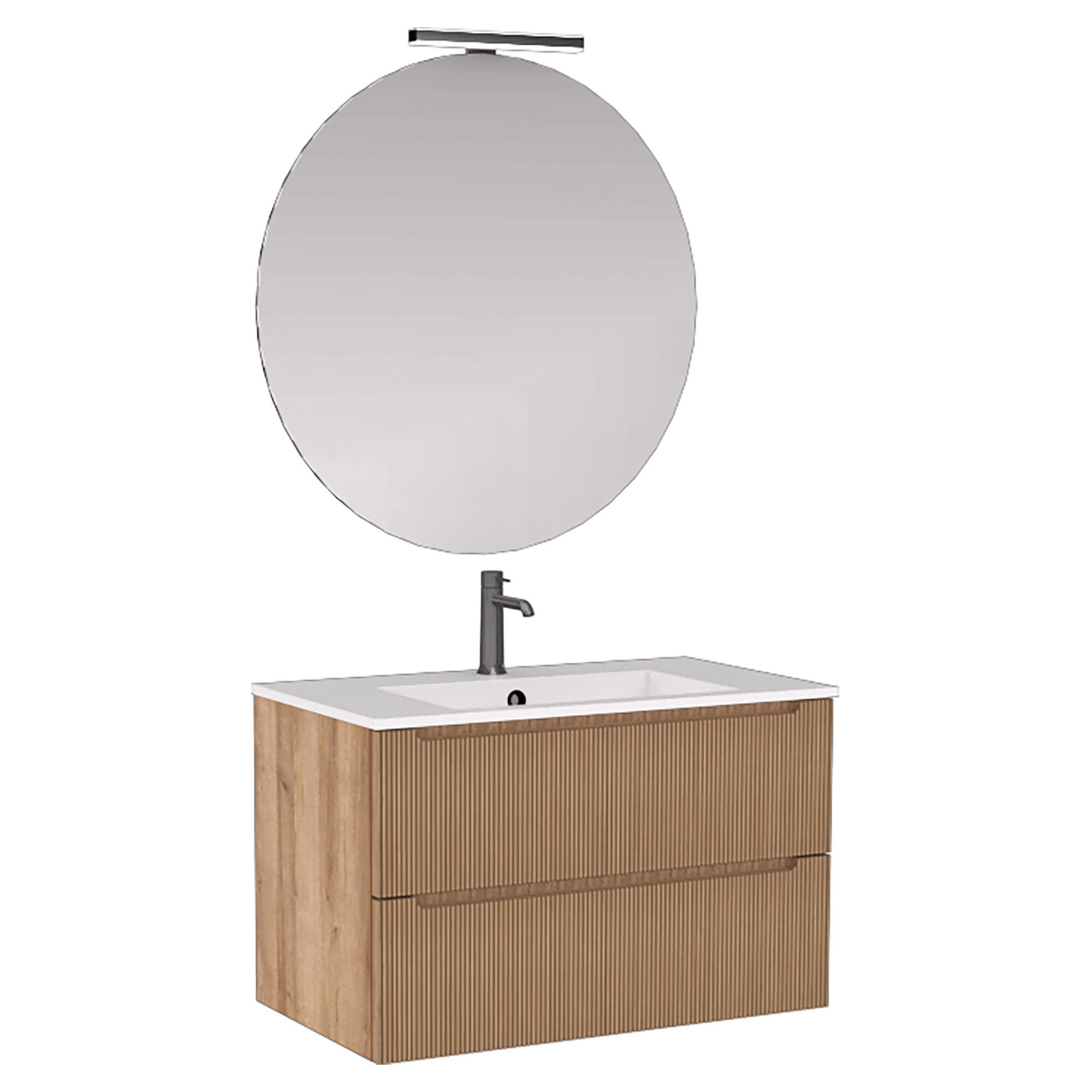 BASE PORTALAVABO RIGO IN LEGNO ROVERE FARNIA 2 CASSETTI SOFT CLOSE ...