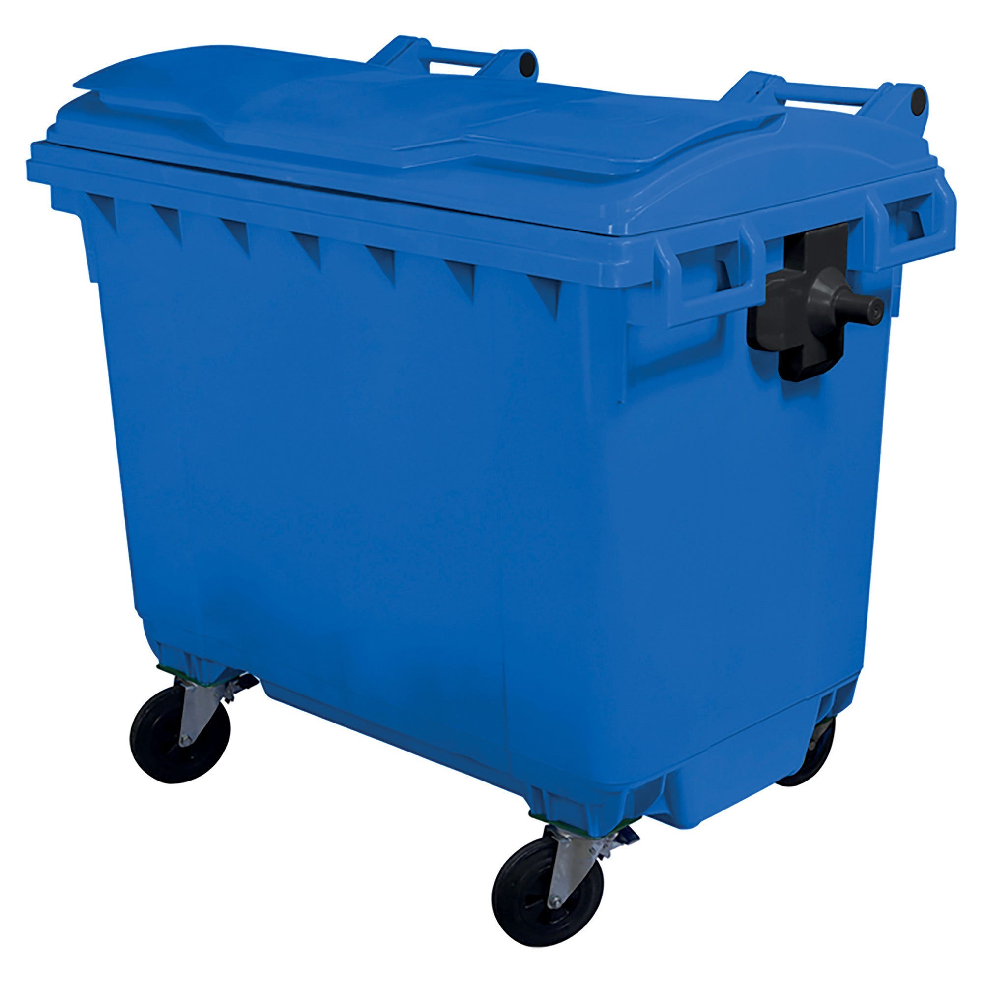 Cassonetto Per Rifiuti Da 1100 Litri Blu Con 4 Ruote - In PEHD Riciclabile
