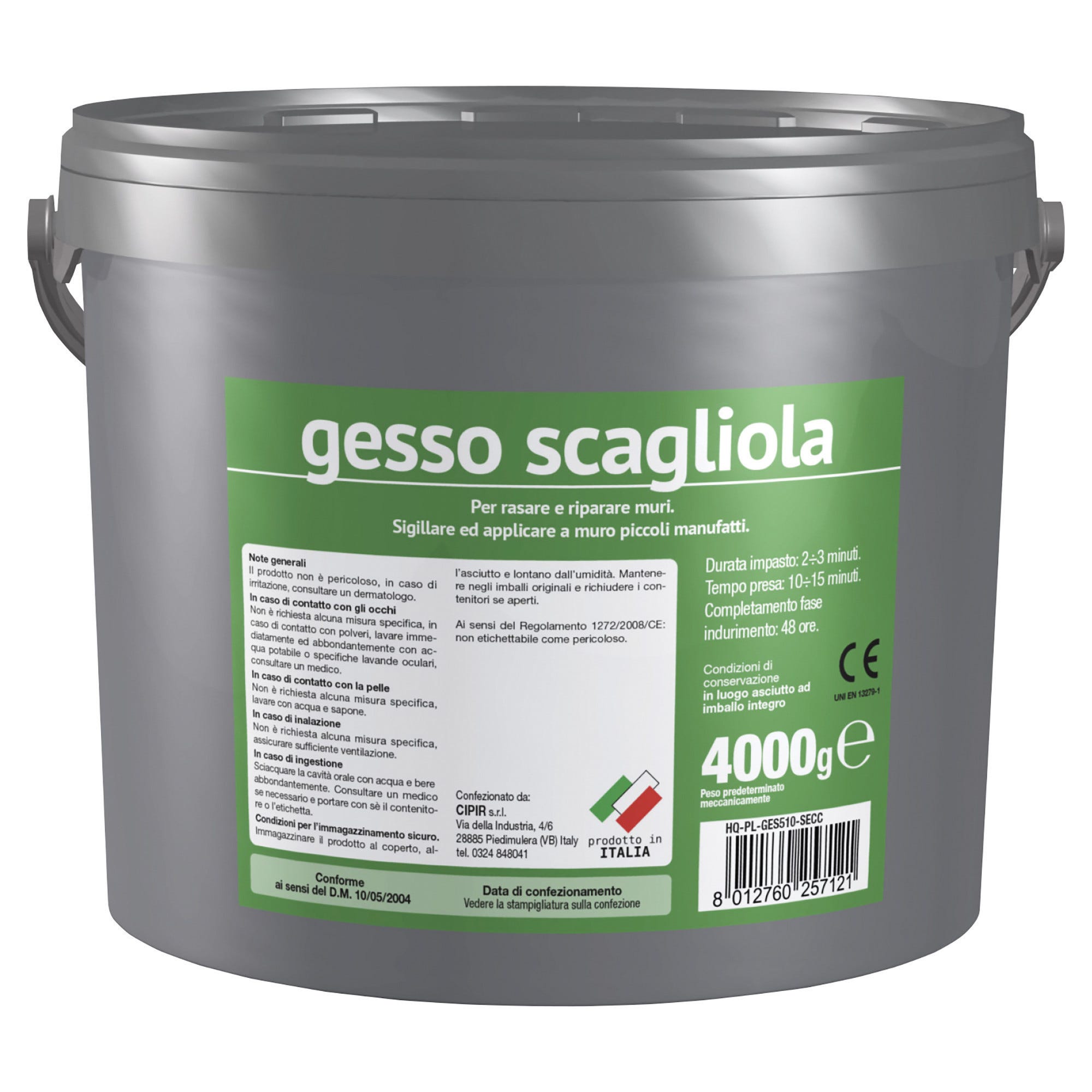 GESSO SCAGLIOLA CIPIR SECCHIELLO 4 kg IN POLVERE BIANCO PER INTERNO