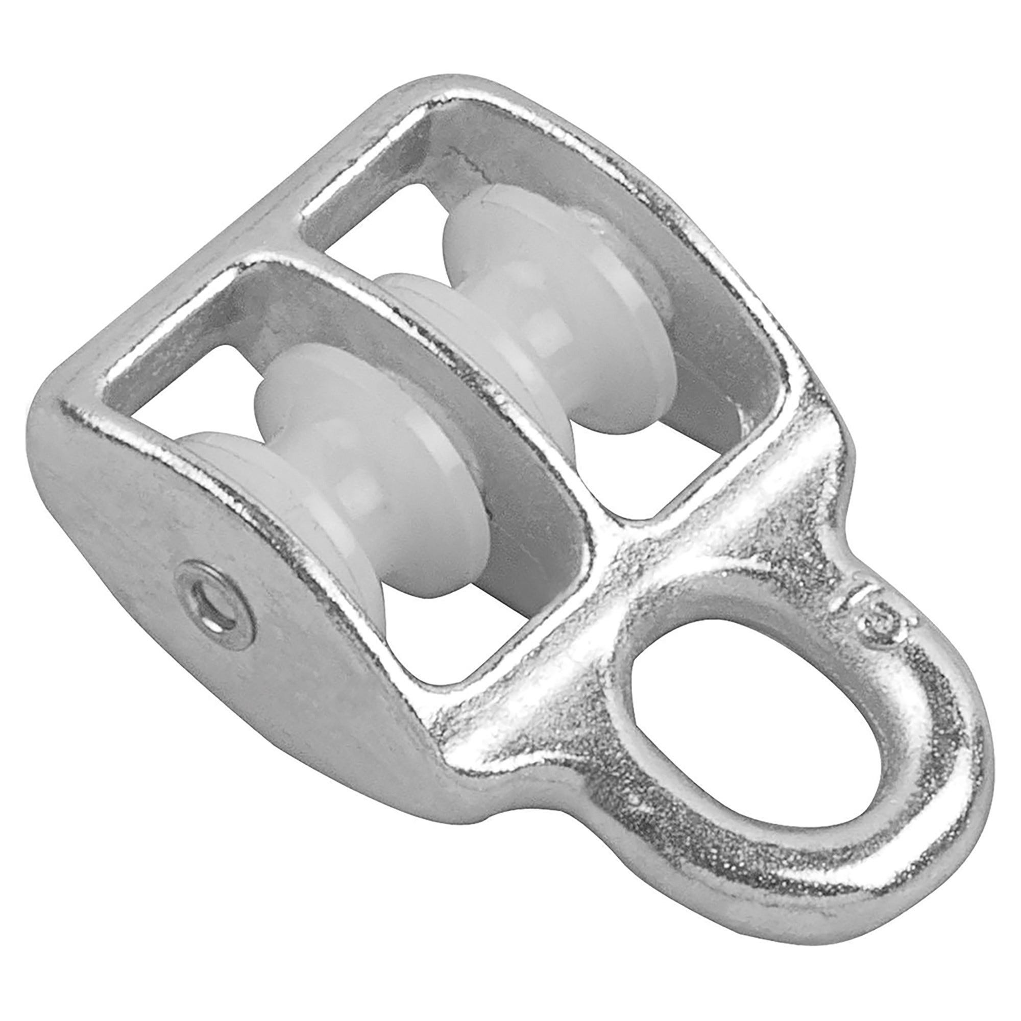 3 Pezzi Puleggia Doppio Occhio Girevole In Metallo Nichelato – 1,5 Pollici (38mm) 50 Libbre