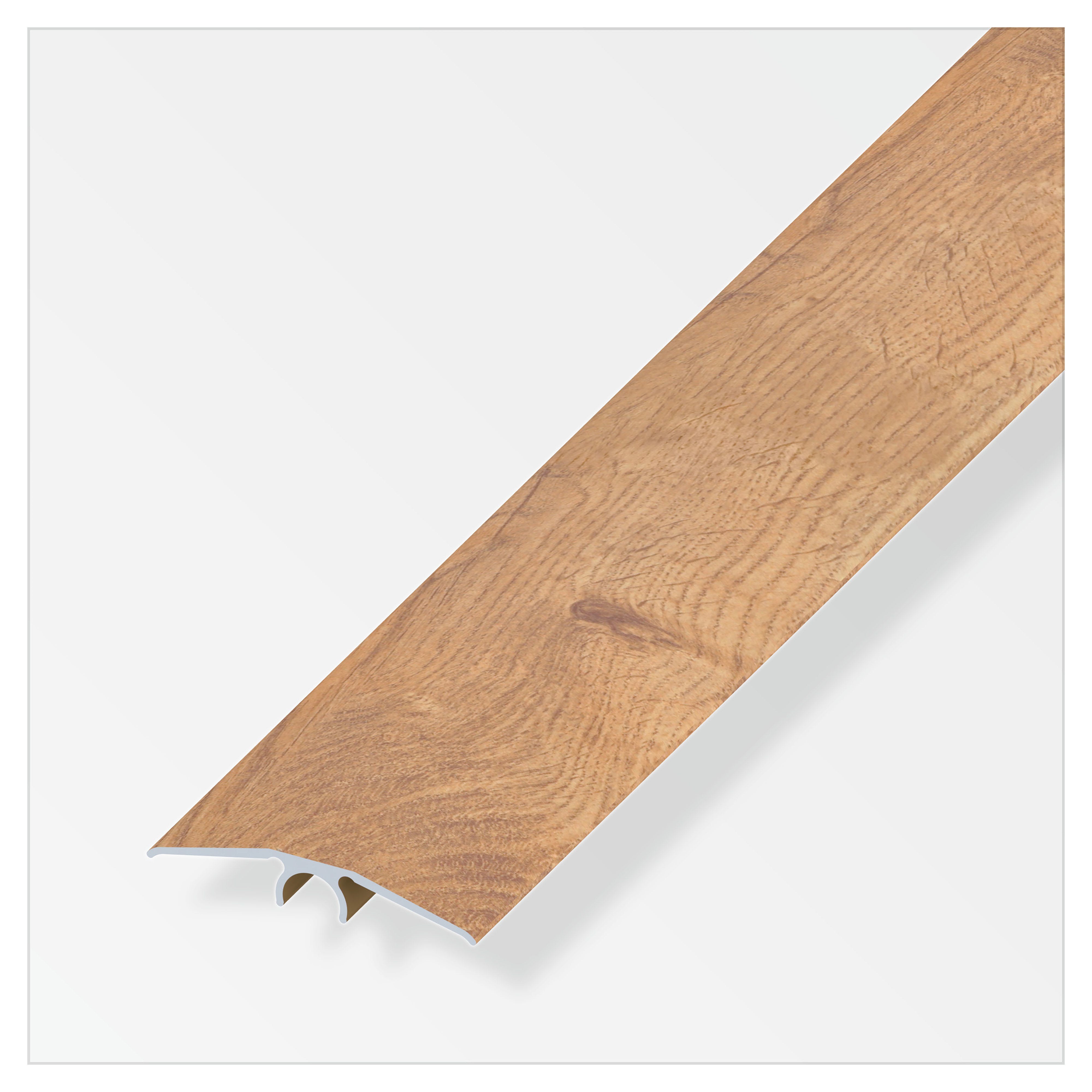 Profilo Di Transizione PROVISTON Per Parquet, Alluminio, Rovere Chiaro - Larghezza 51 Mm, Compensa Altezze 3-23 Mm, Lunghezza 900 Mm
