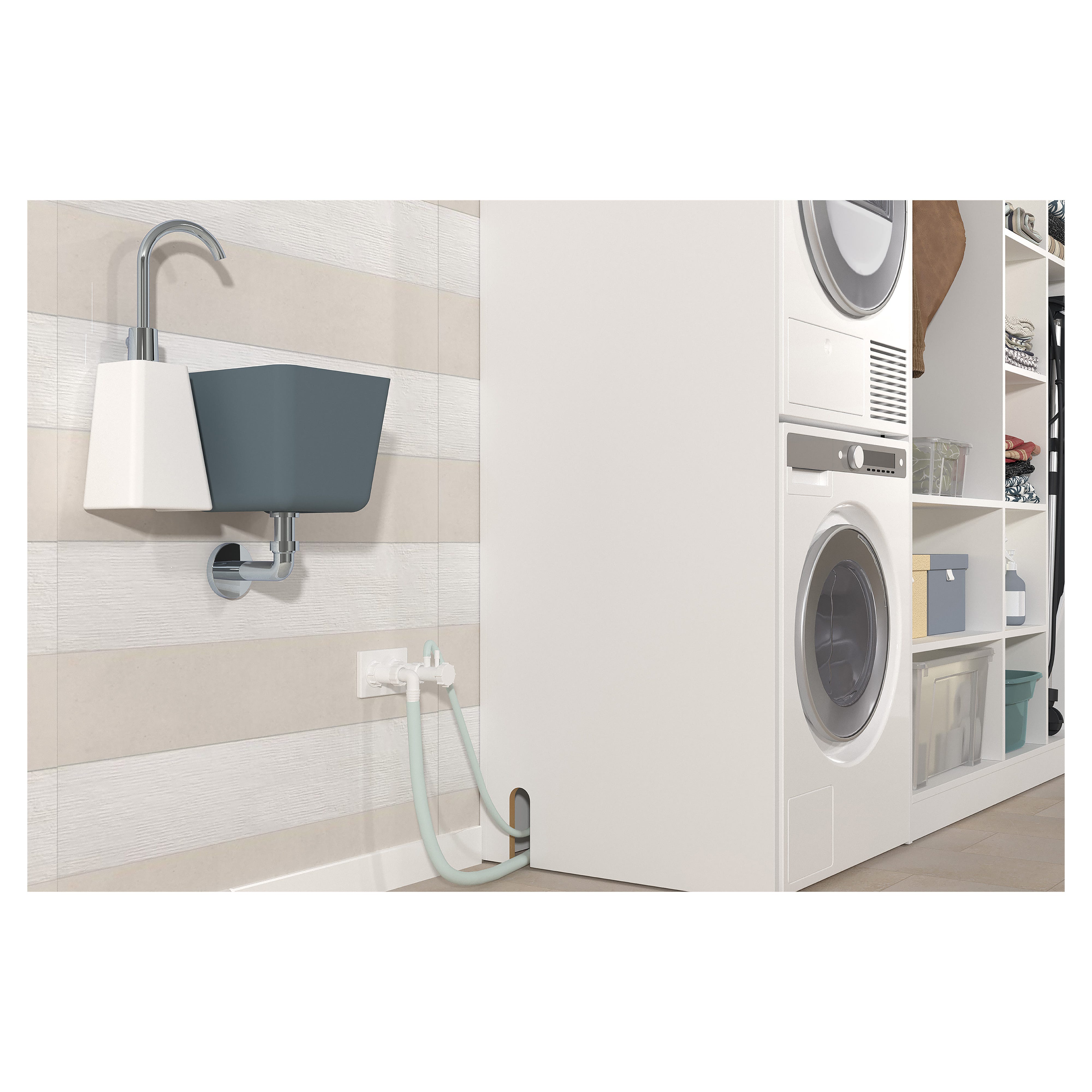 Attacco Doppio Per Lavatrice E Asciugatrice - Connettore Plastica Con Ugelli Angolari, Antiriflusso - Foto 9