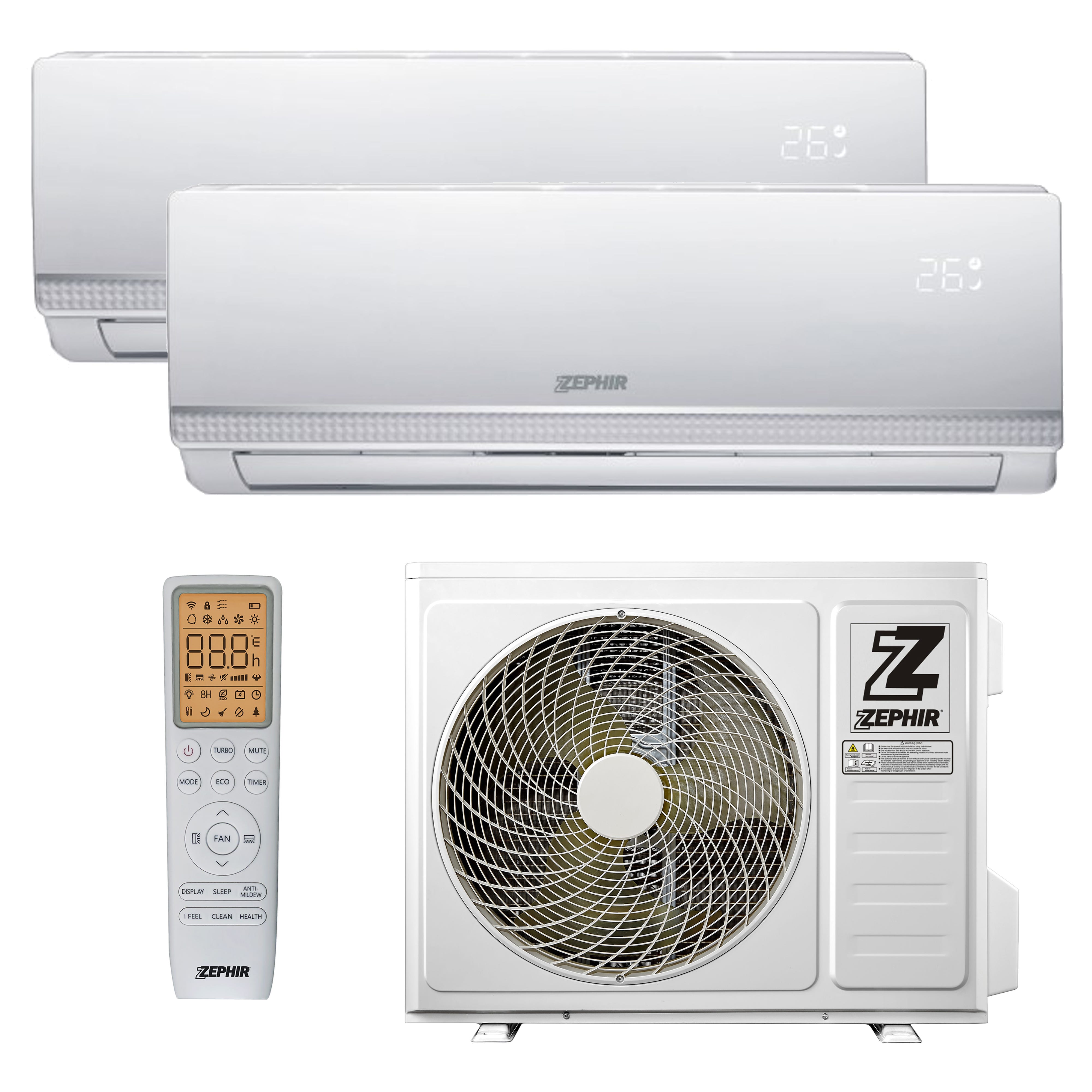 CONDIZIONATORE ZEPHIR DUAL 9000+9000 BTU ZDUO MY25 EER 3,3 COP 3,90 A