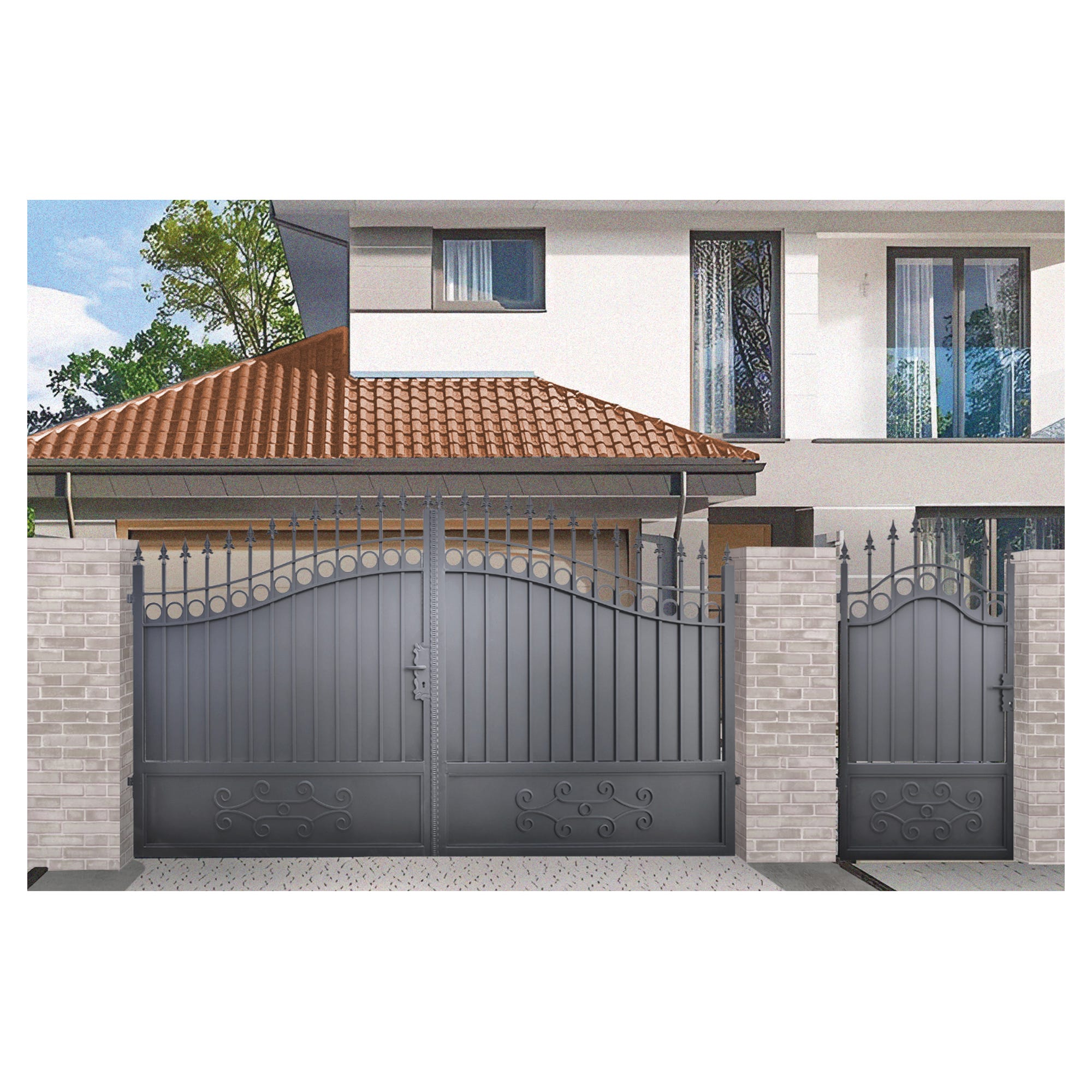 Cancello In Acciaio Zincato Verde Con Rete Metallica Interna Star - 100xH100 Cm - 12 Kg - Foto 4