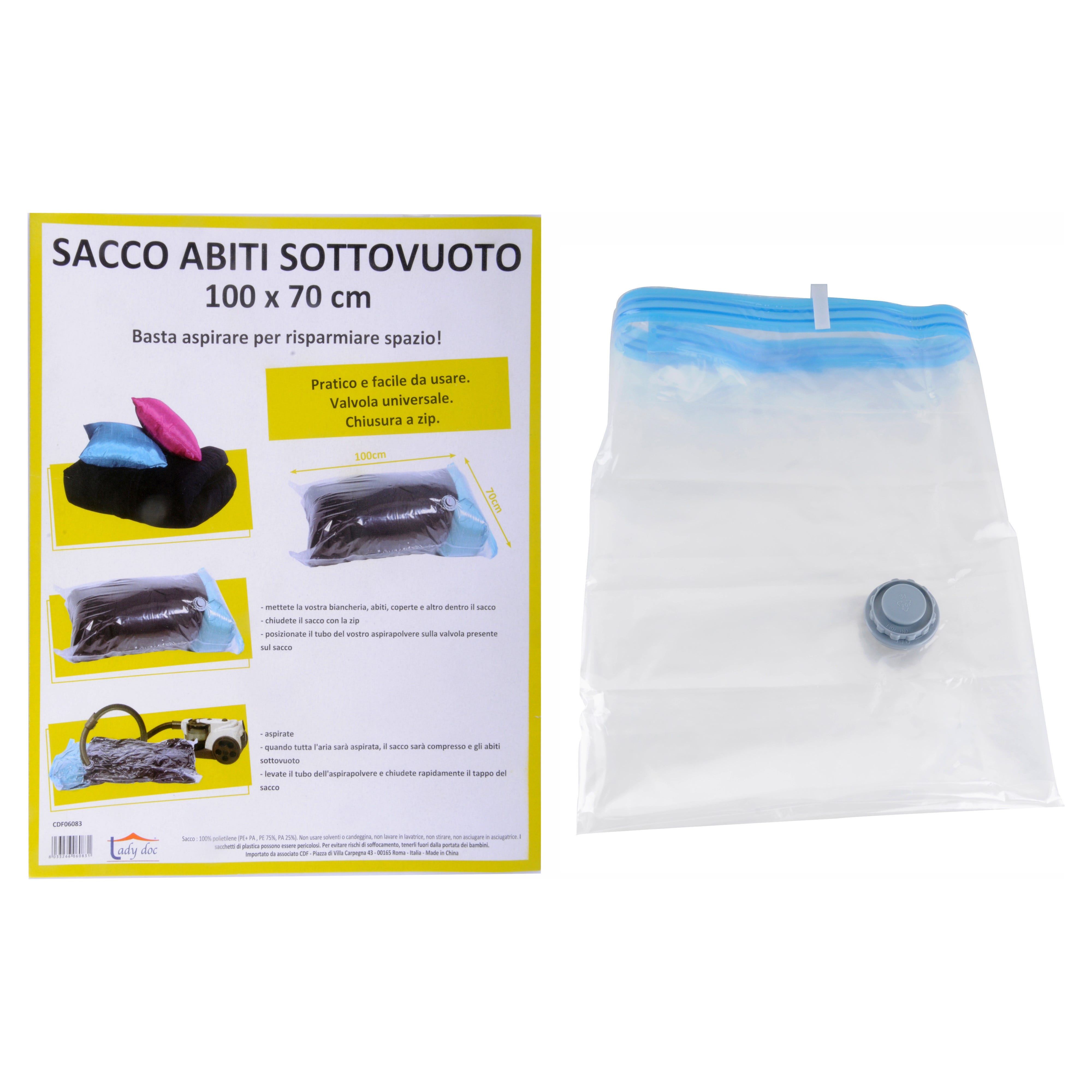 Busta Sacco Salvaspazio Sacchetto Sottovuoto Cm80x130 Aspirapolvere Vestiti - Foto 14